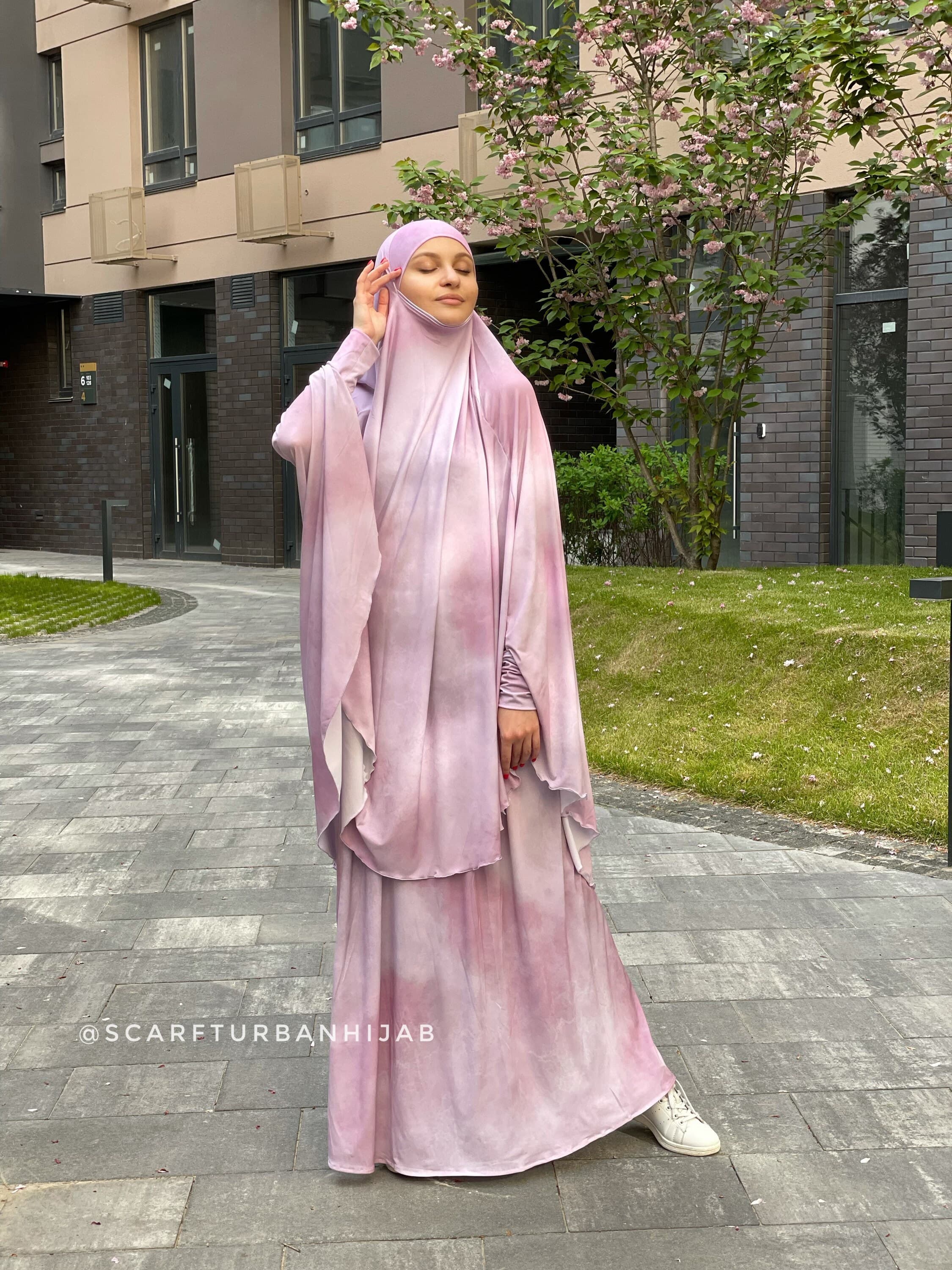 Pink Thai Dai Khimar Niqab Transformer, Elegant Muslim Abaya - image 5