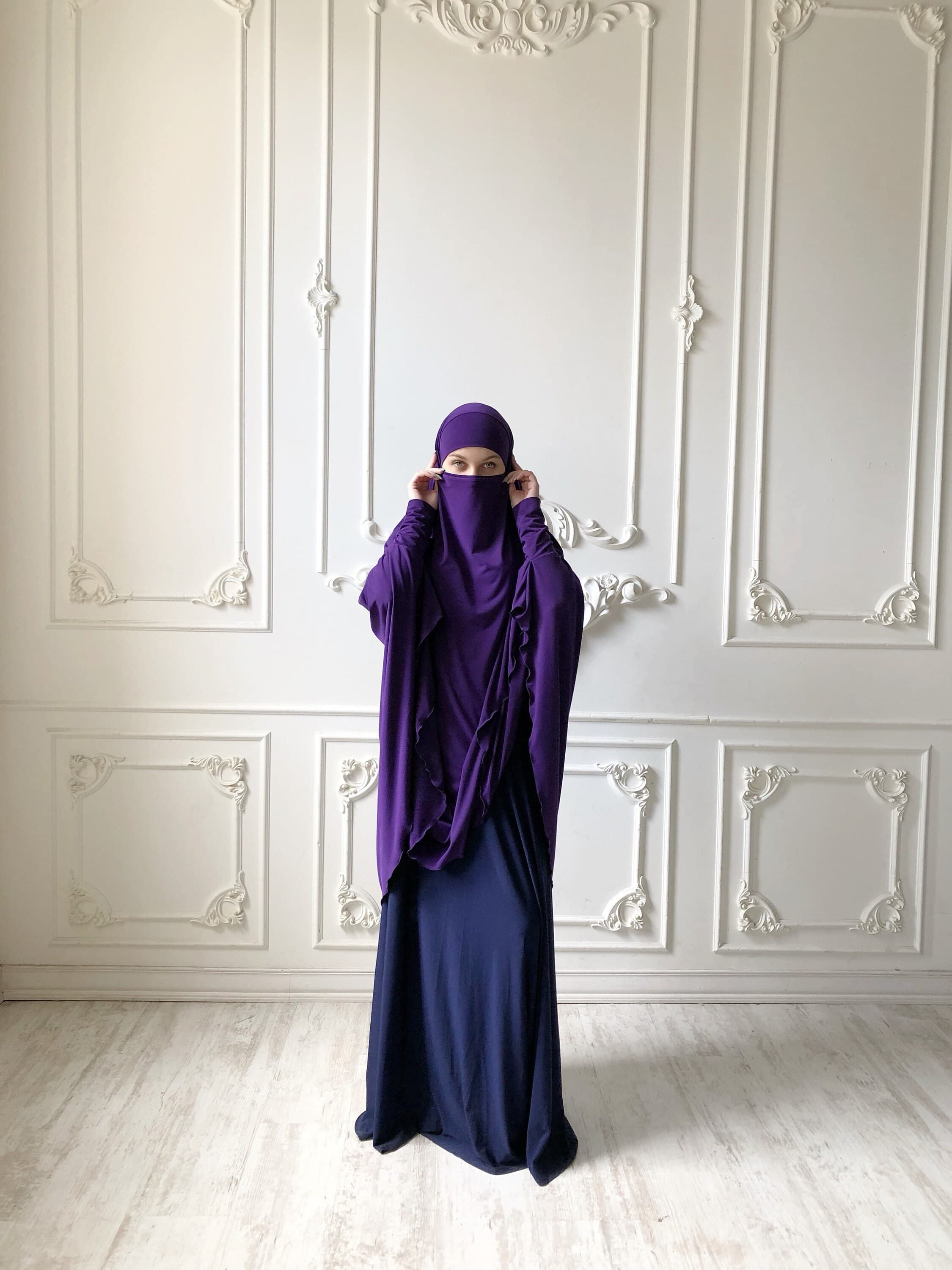 Purple Jersey Khimar Niqab, Islamic Jilbab, Ready to Wear Hijab - image 5