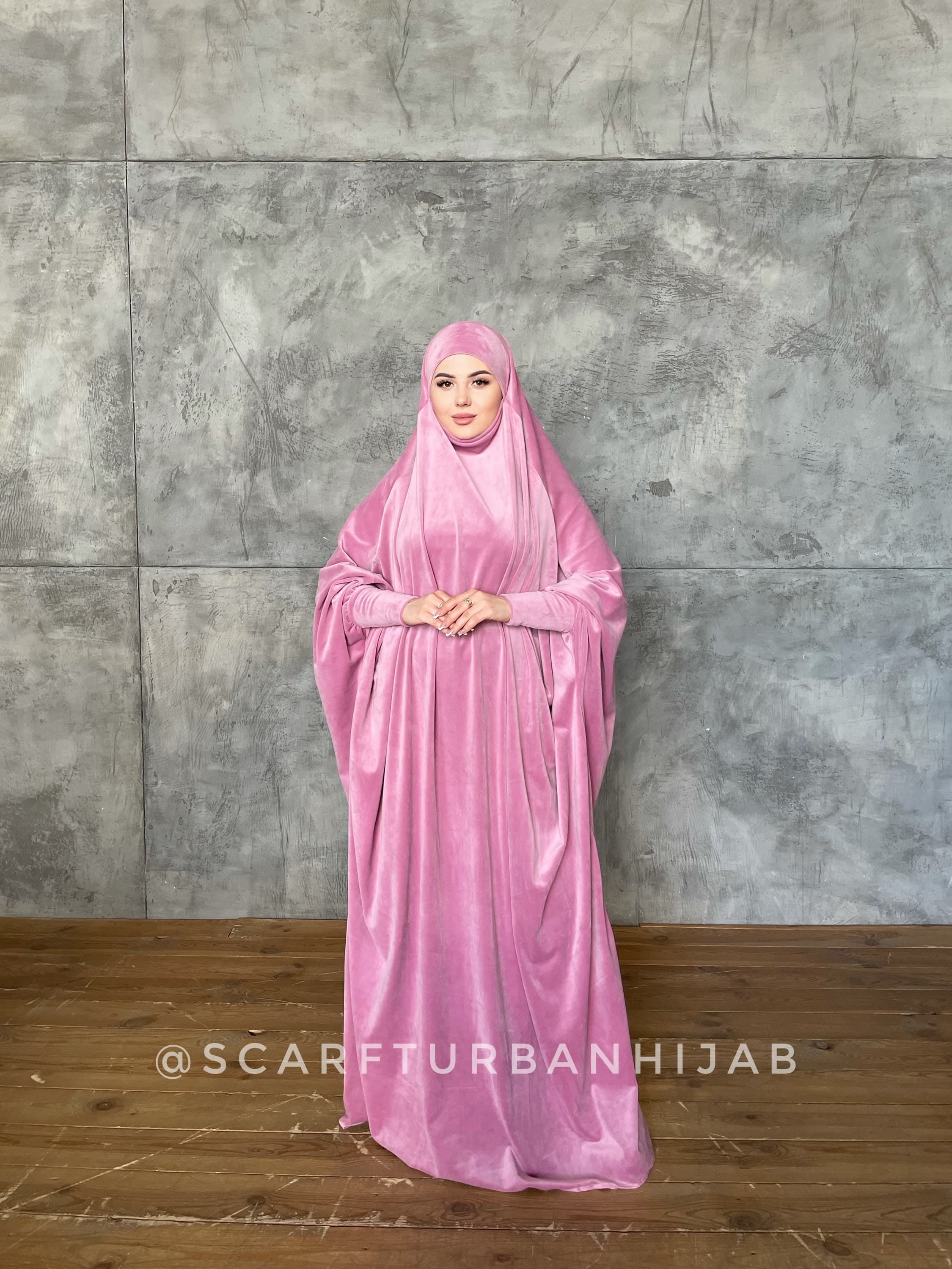 Pink Plush Velour Khimar, Jilbab Prayer Dress, Islamic Hijab - image 5