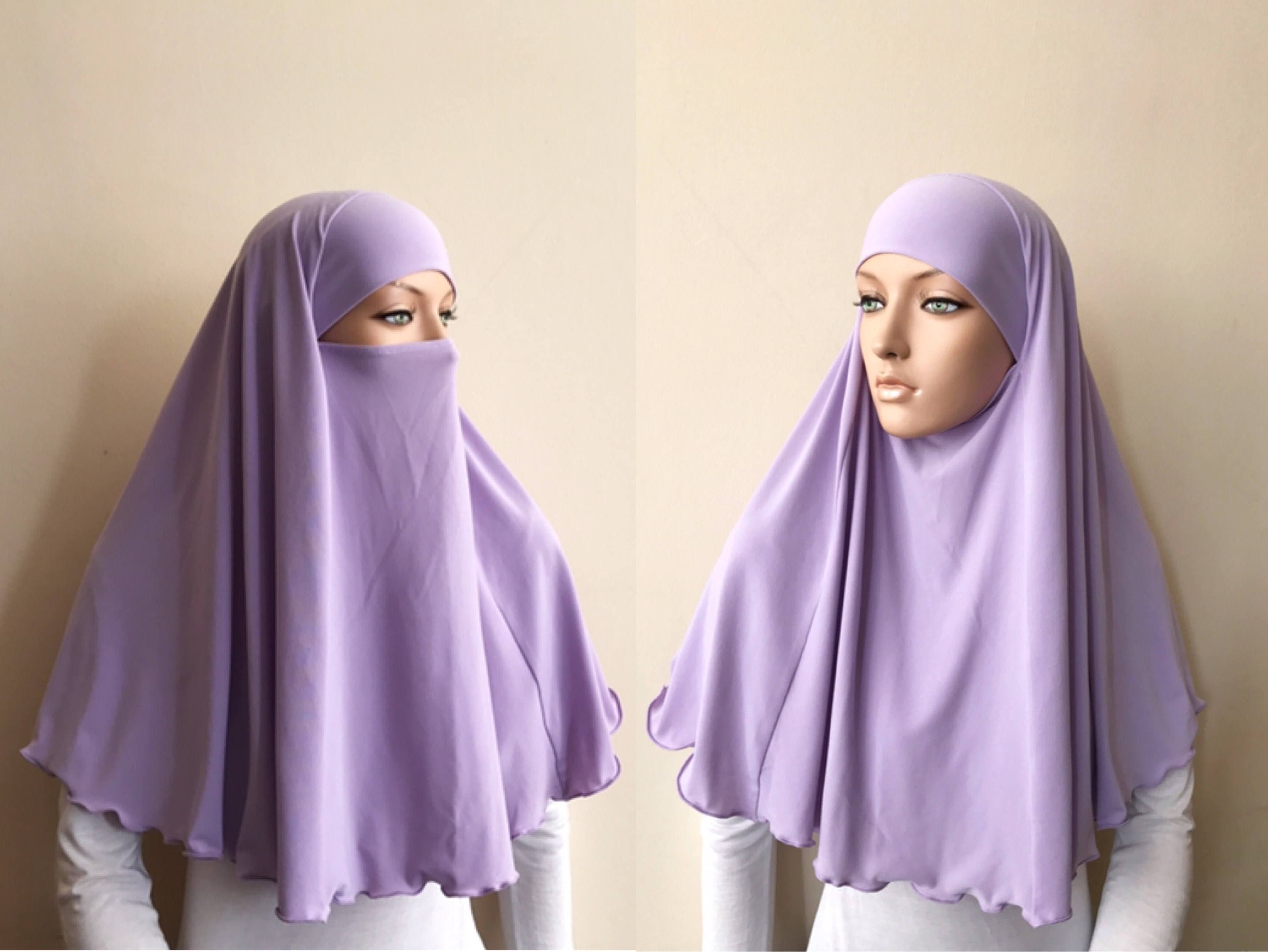 Lilac Jersey Hijab, Niqab Prayer Shawl, Ready to Wear - image 3