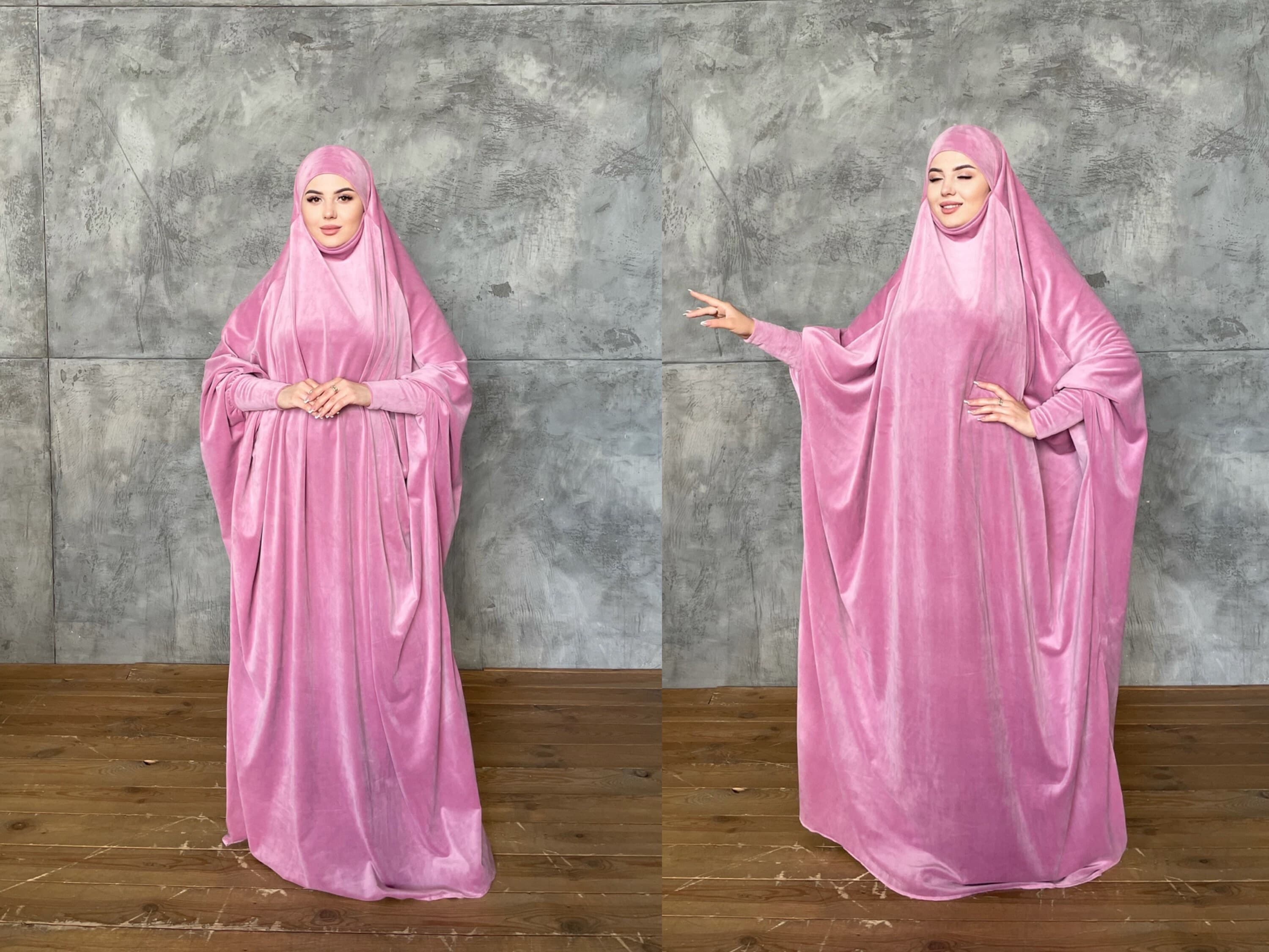 Pink Plush Velour Khimar, Jilbab Prayer Dress, Islamic Hijab - image 3