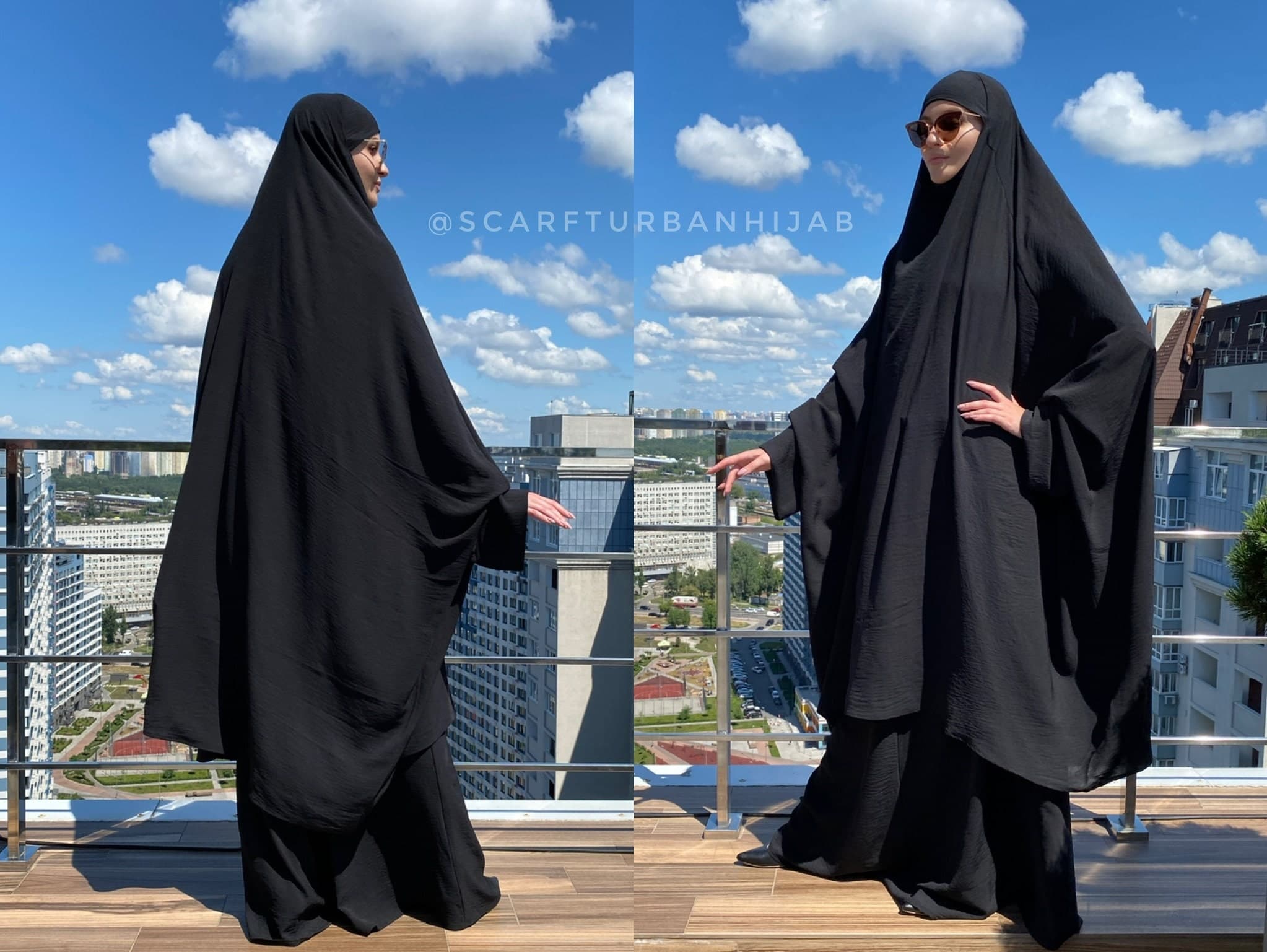 Black crepe kimono Jilbab suit with skirt, summer pink Khimar, niqab Muslim dress, ready to wear hijab, islamic gift