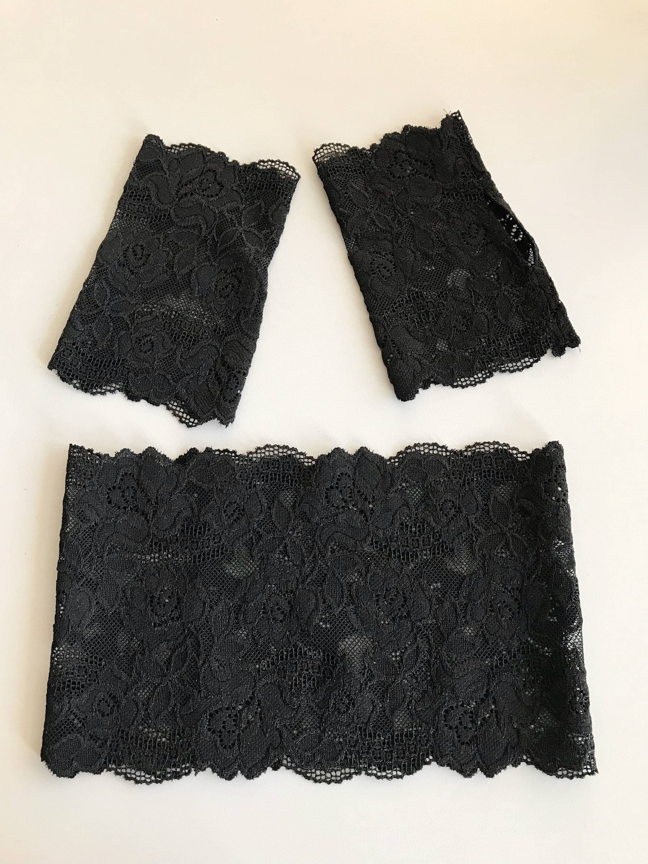 Black Lace Mittens, Retro Headband, Elegant Turbam - image 4