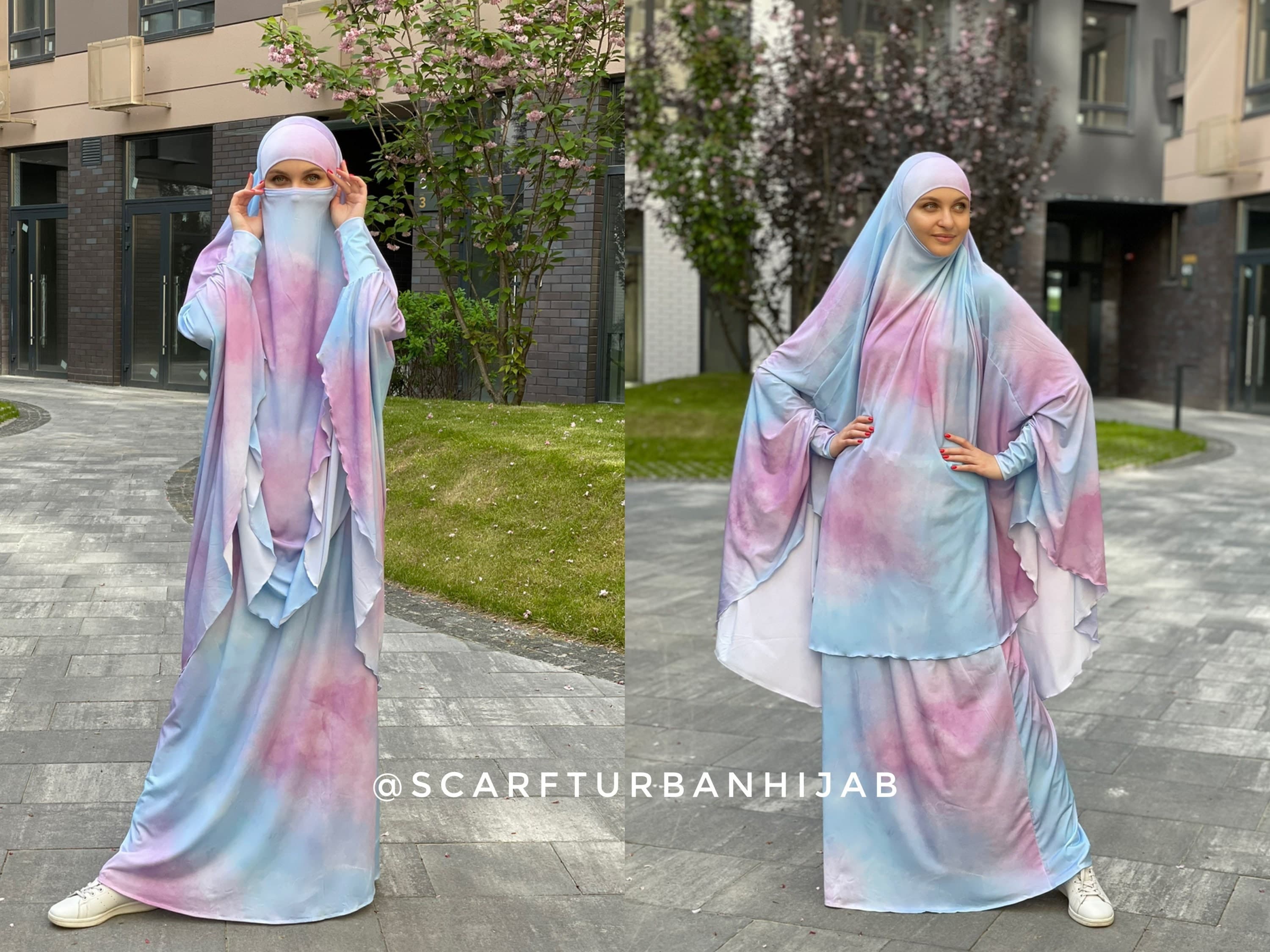 Print Khimar Niqab, Ready to Wear Long Hijab, Islamic Gift - image 3