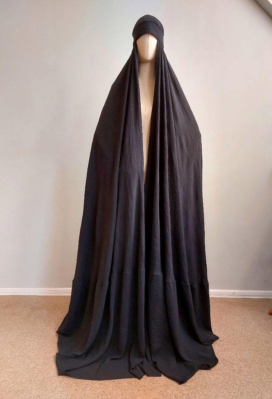 Elegant Black Crepe Burka , Luxurious Wrap maxi cape, mantle - image 3