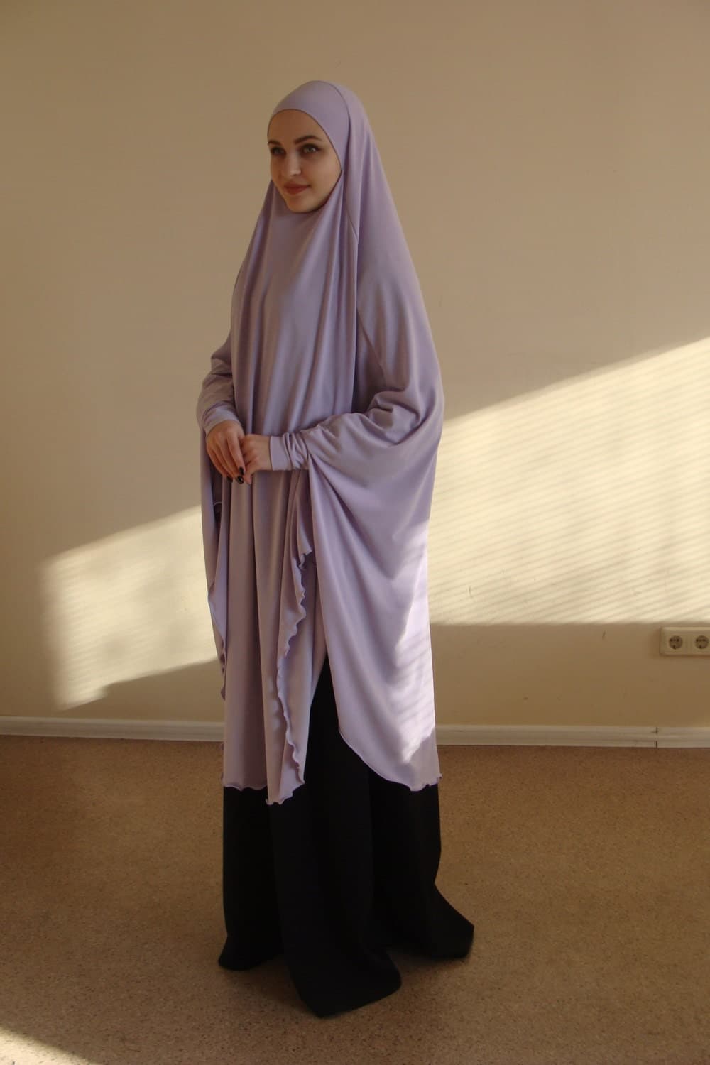 Lilac Jersey Khimar, Traditional Hijab, Ready to Wear Prayer Scarf - image 5