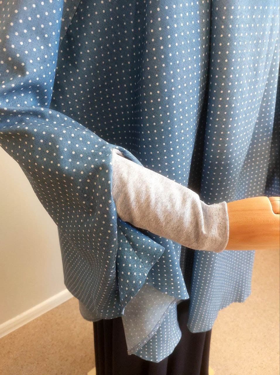 Denim khimar with polka dots print - image 5