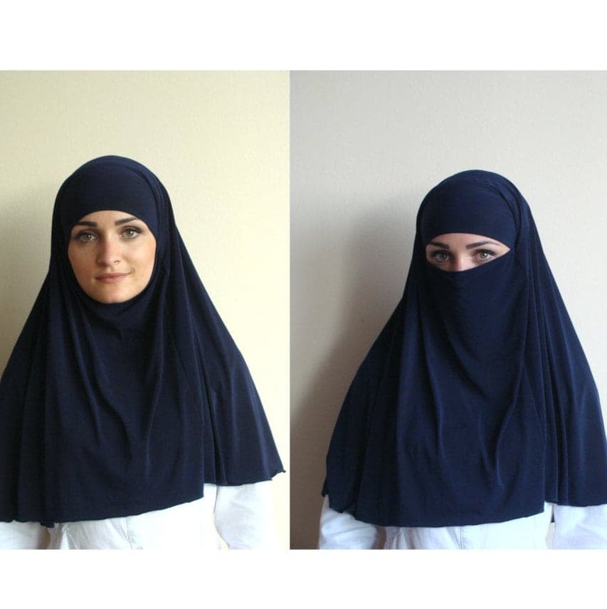 Dark Blue Jersey Transformer Hijab Niqab, Ready To Wear - image 3
