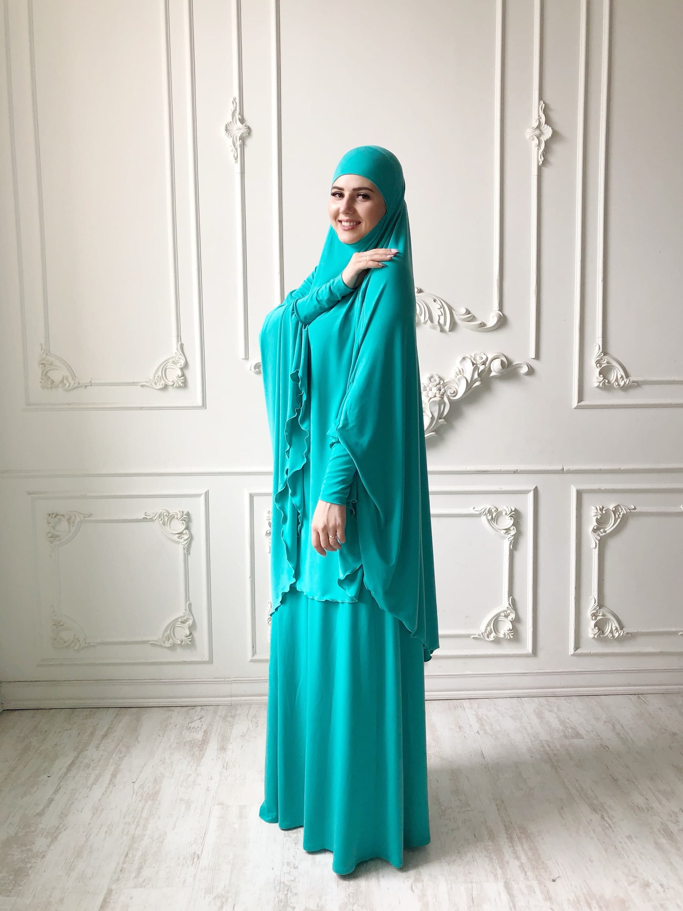 Green Turquoise Jilbab Suit, Khimar Niqab, Muslim Dress - image 5