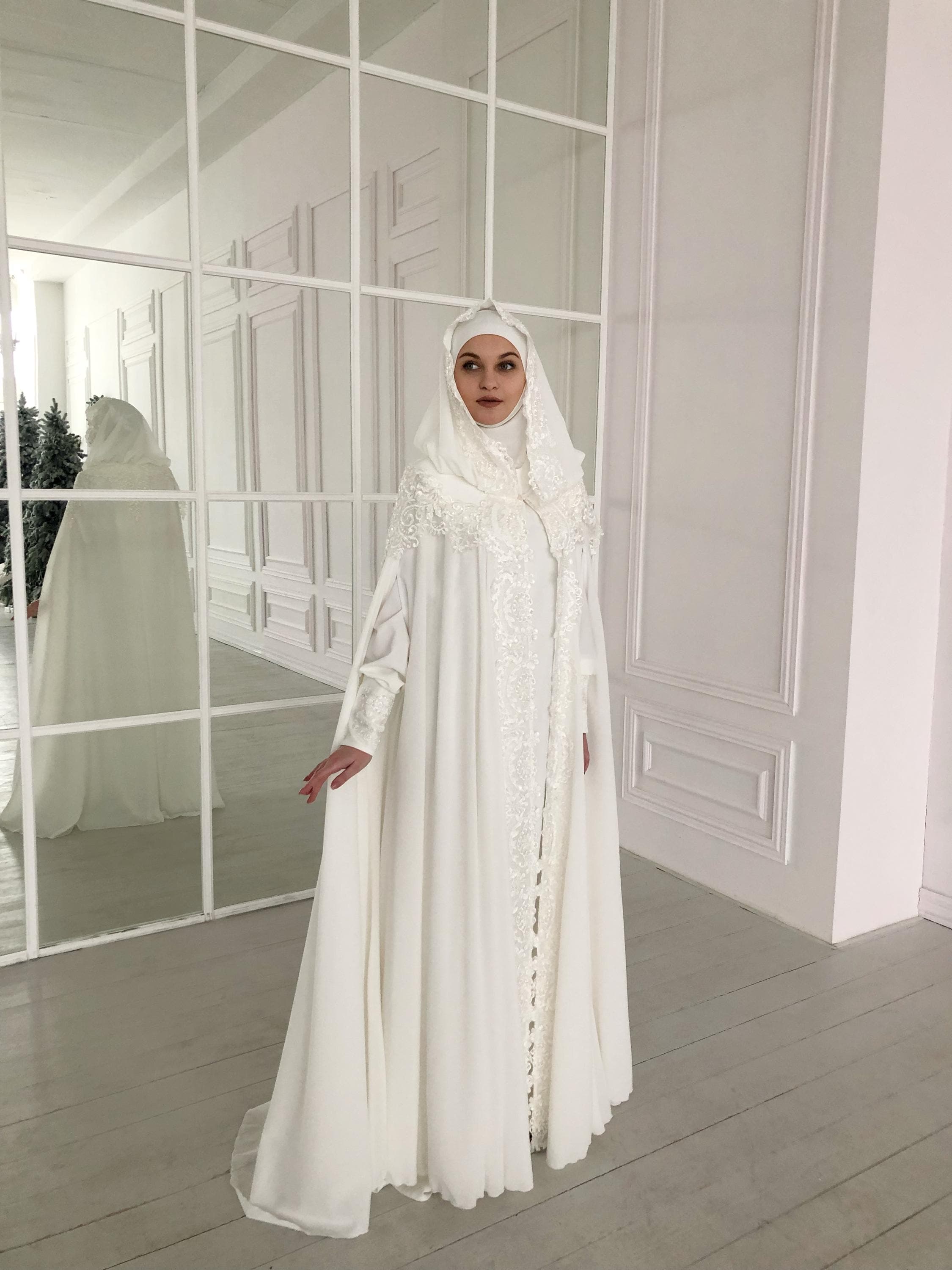 Wedding dress hood cape, nikkah bridal abaya - image 5
