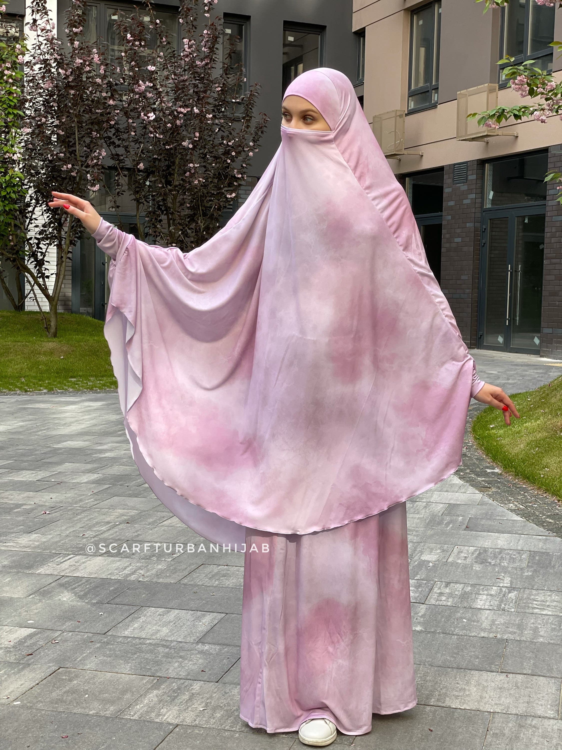 Pink Thai Dai Khimar Niqab Transformer, Elegant Muslim Abaya - image 4