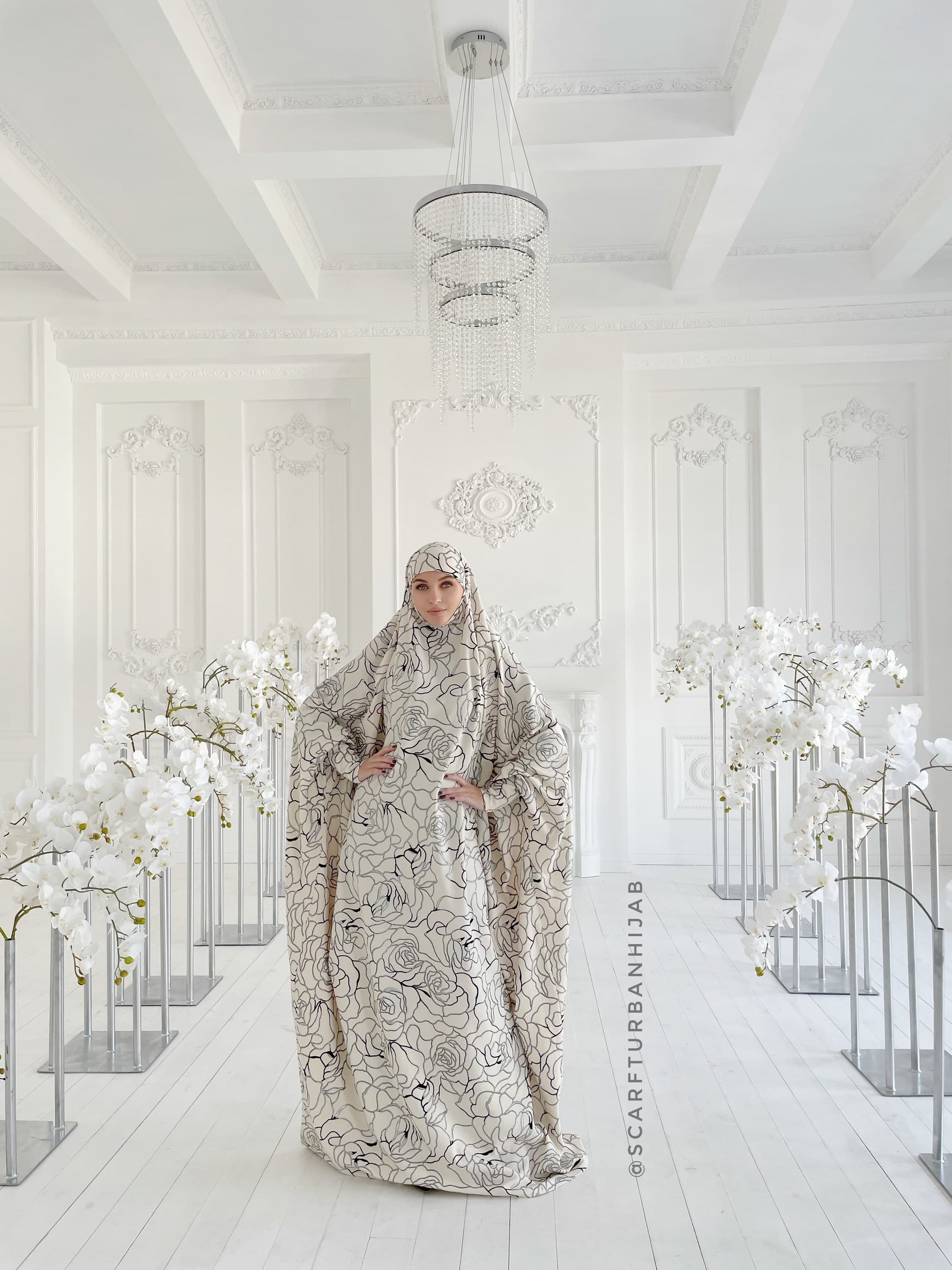 White Rose Jilbab, Floral Khimar, Muslim Dress, Nikah Hijab - image 5