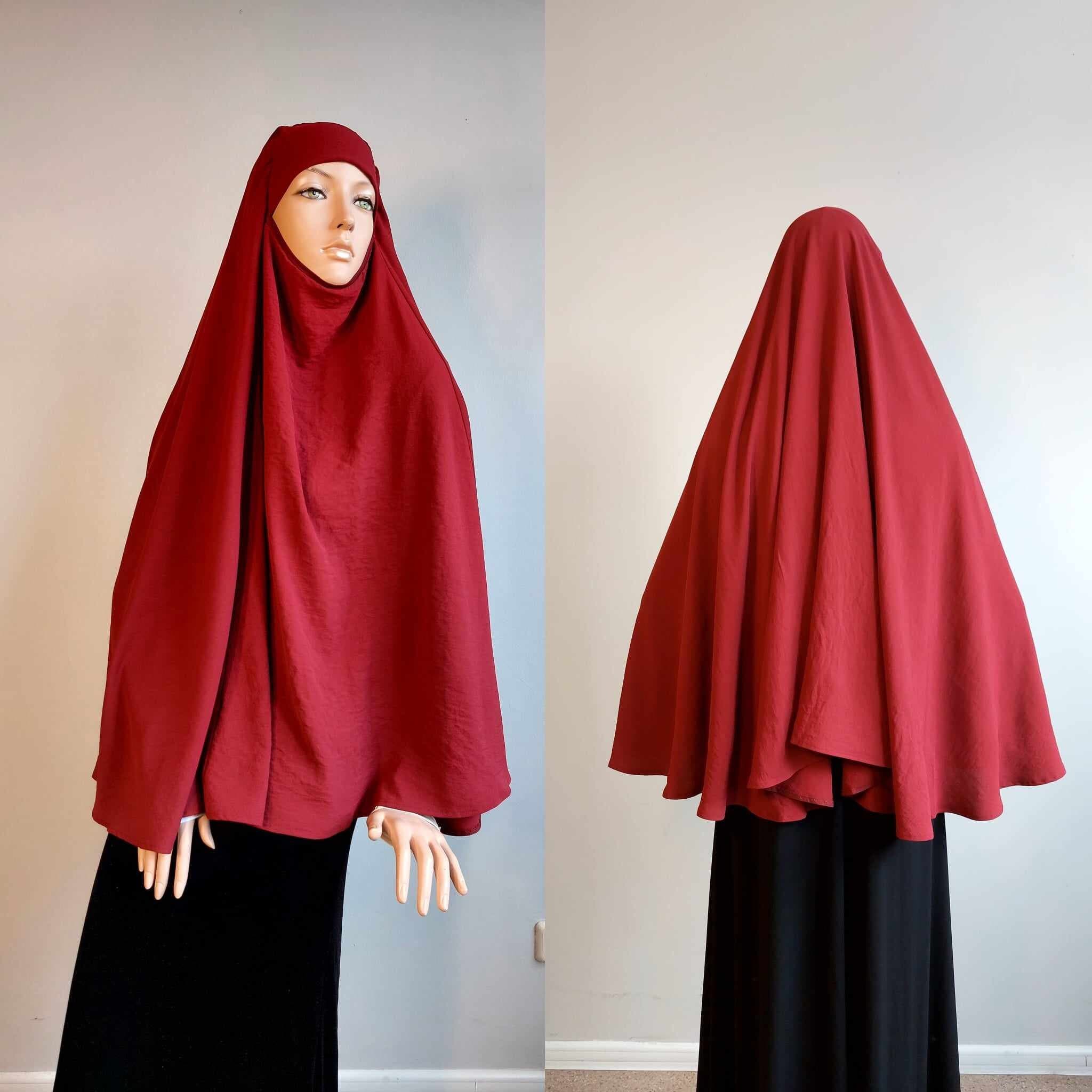 Burgundy Crepe Instant Hijab, Islamic Prayer Scarf, Free Size - image 3
