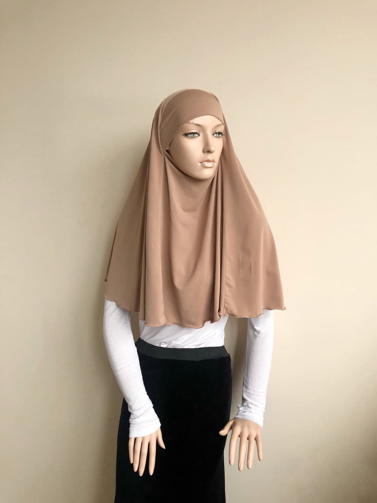 Beige Jersey Transformer Hijab Niqab, Ready to Wear - image 4