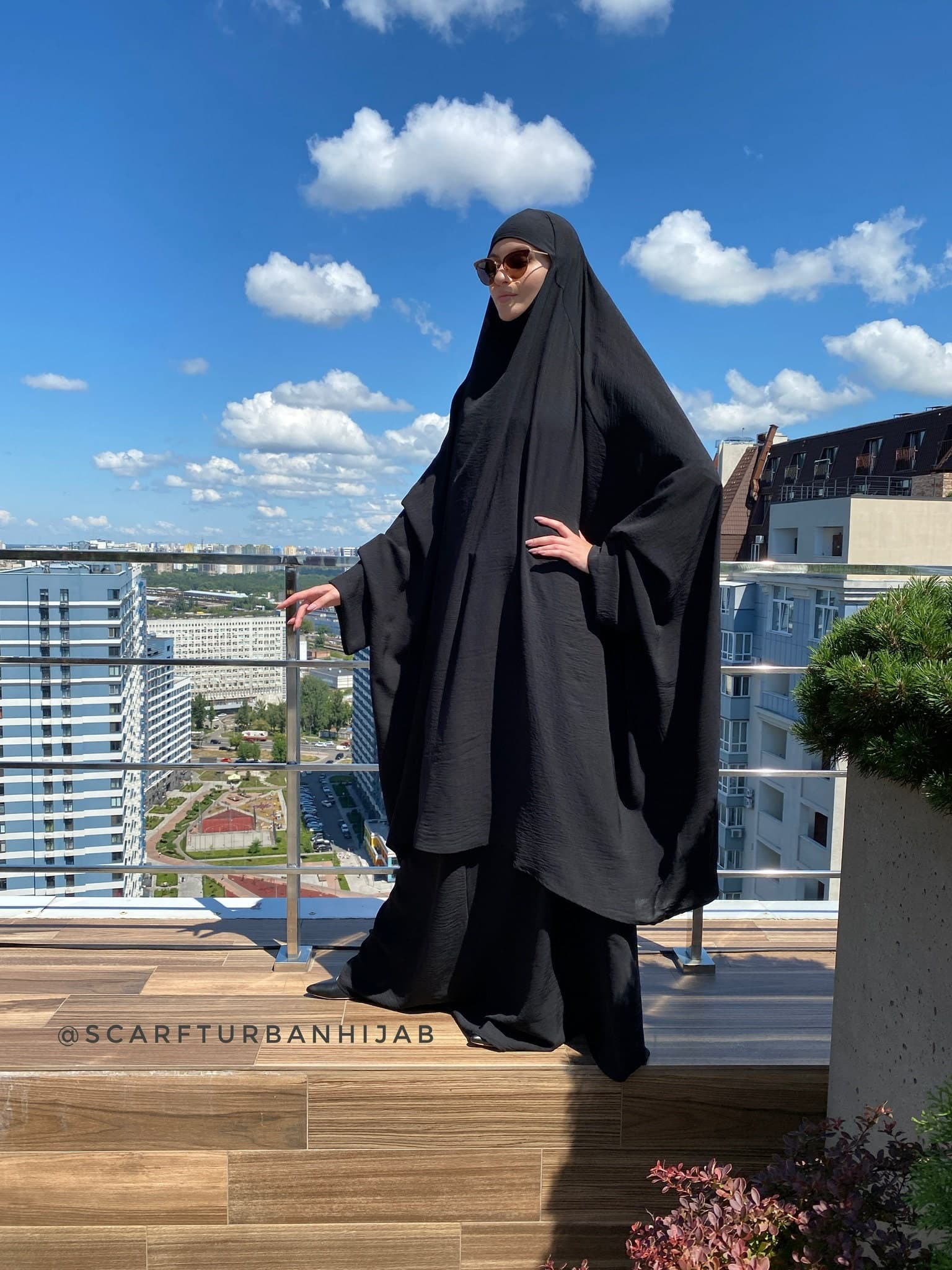 Black crepe kimono Jilbab suit with skirt, summer pink Khimar, niqab Muslim dress, ready to wear hijab, islamic gift - image 5