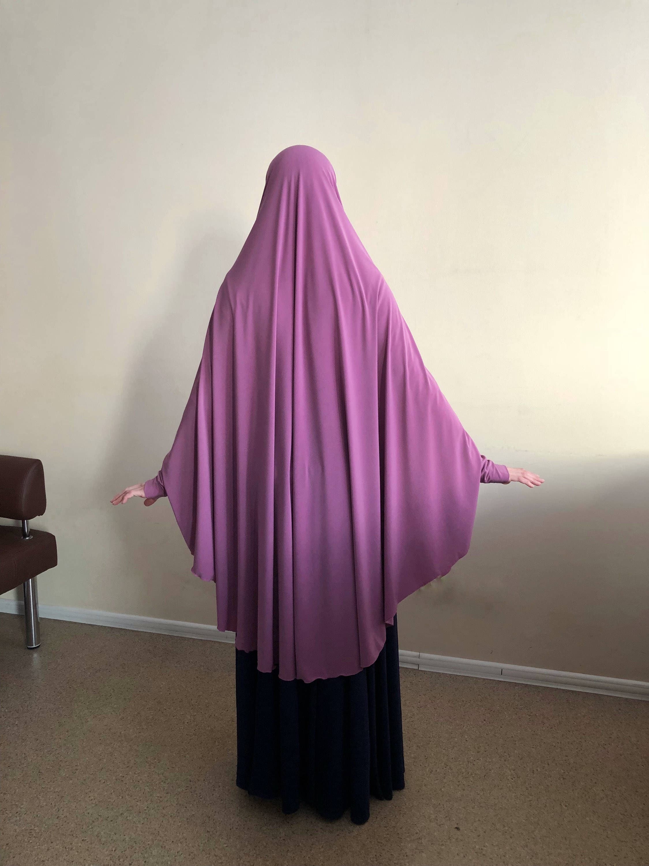 Lilac Jersey Khimar, Transformer Niqab Hijab, Prayer Scarf - image 5
