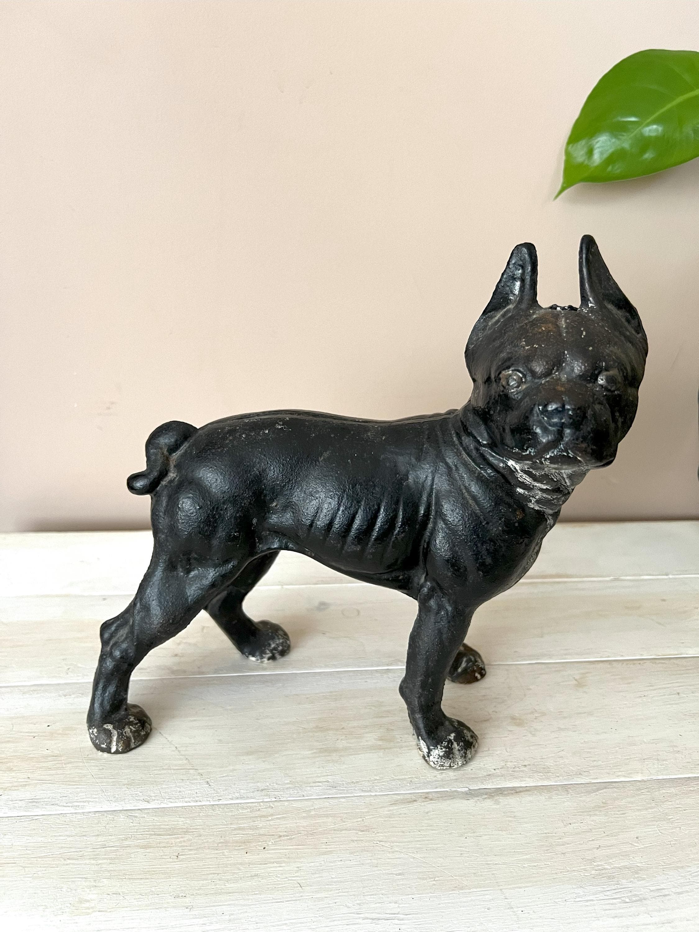 Vintage Cast Iron Boston Terrier Dog Door Stopper, Hubley Style Dog Door Stopper