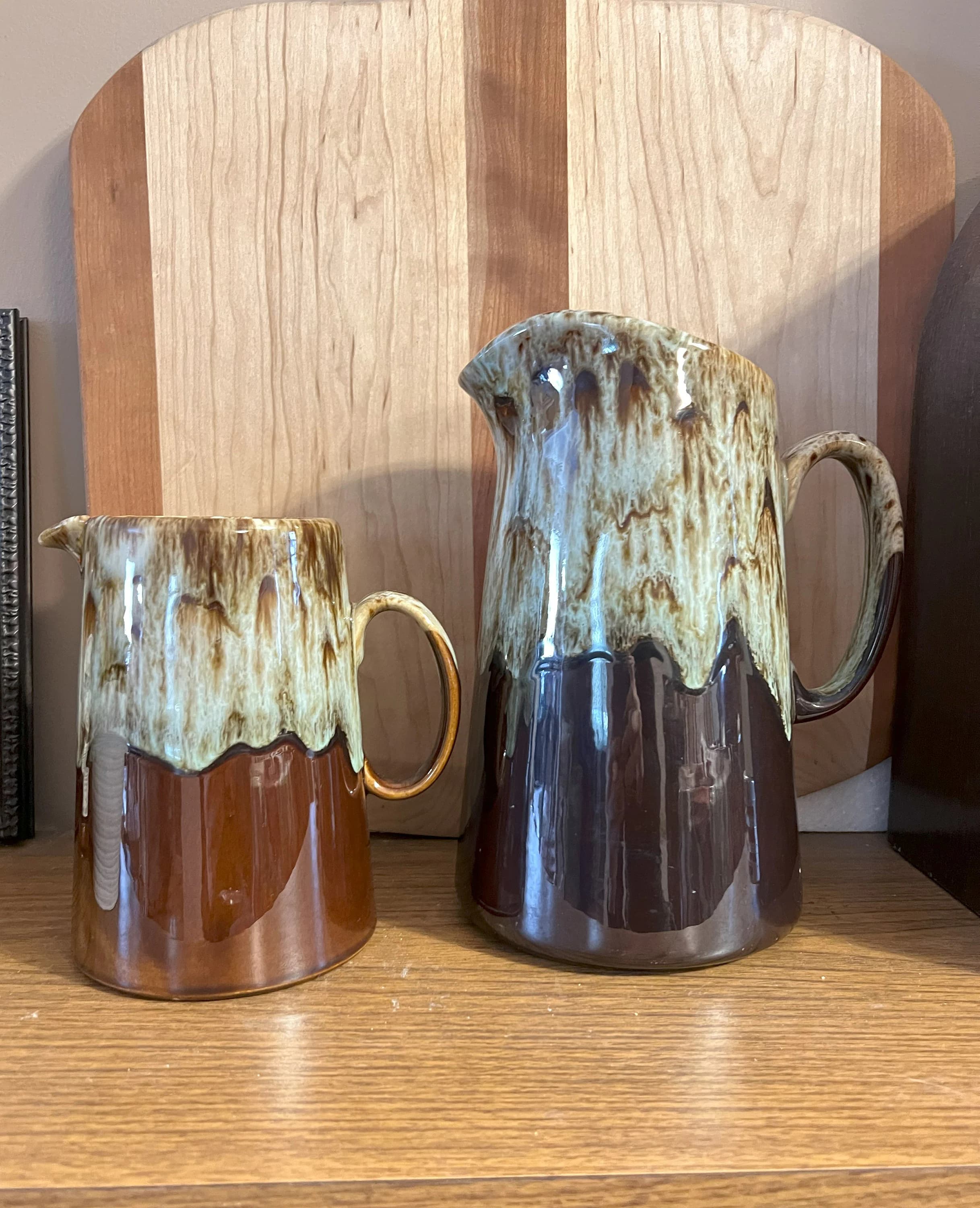 Vintage Canonsburg Brown Drip Pitcher, Ice Lip Ironstone 64 Oz. , Drip Glaze pitcher