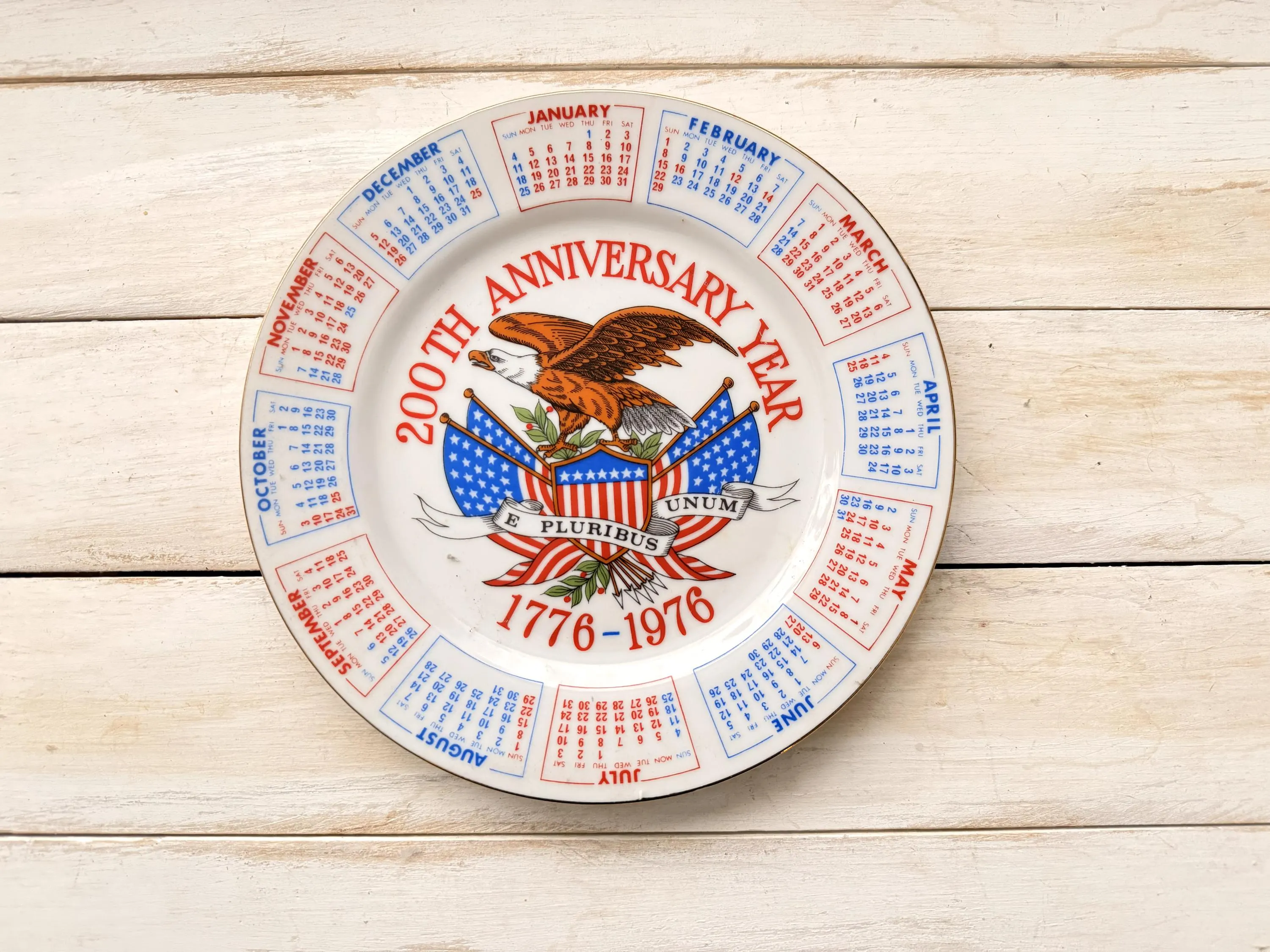 1976 American Eagle Bicentennial Plate – 200th Anniversary 1776–1976 – Vintage Collectible Porcelain