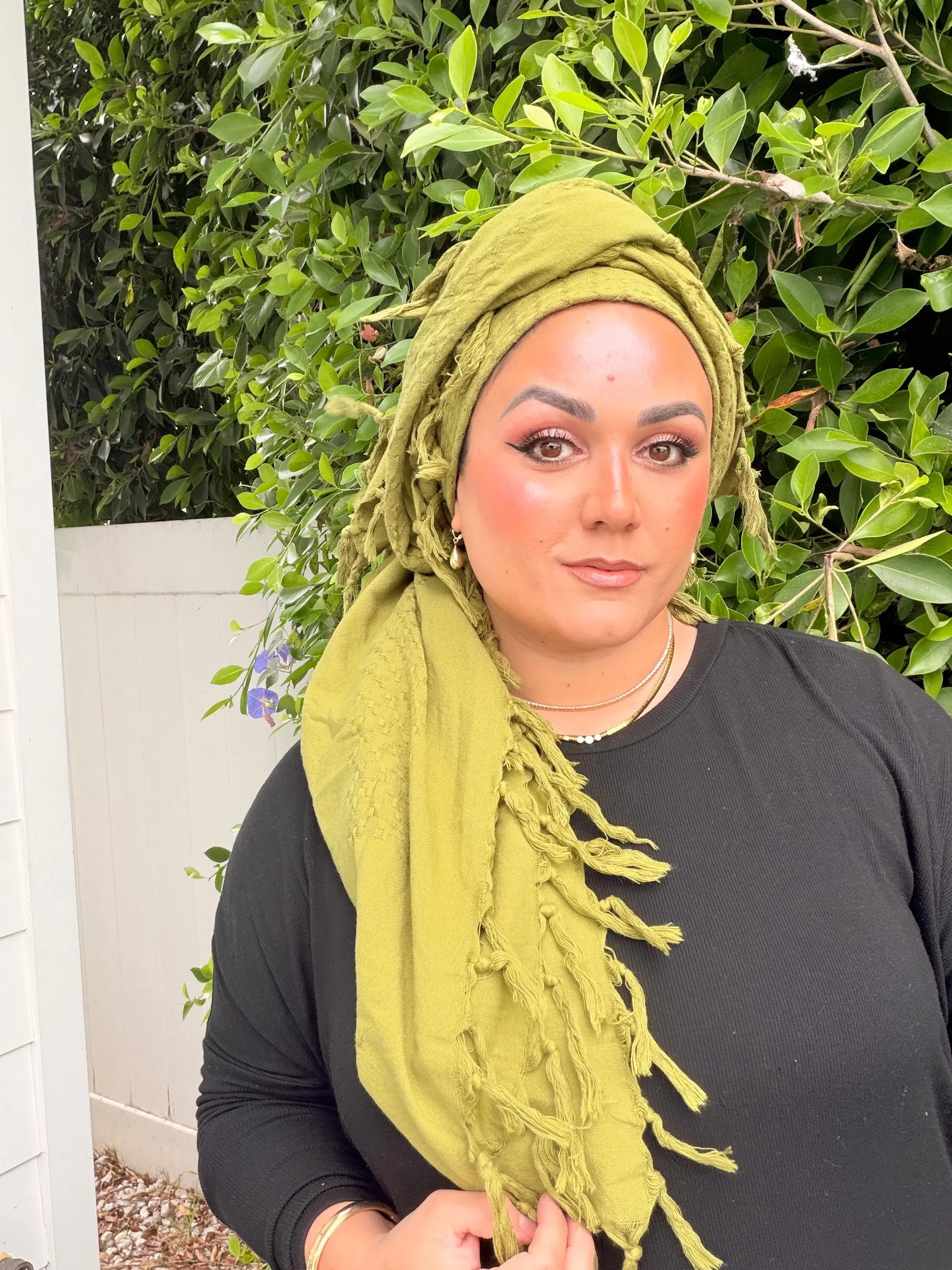 Heritage XL Square Headscarf - Light Olive-square-The Little Tichel Lady
