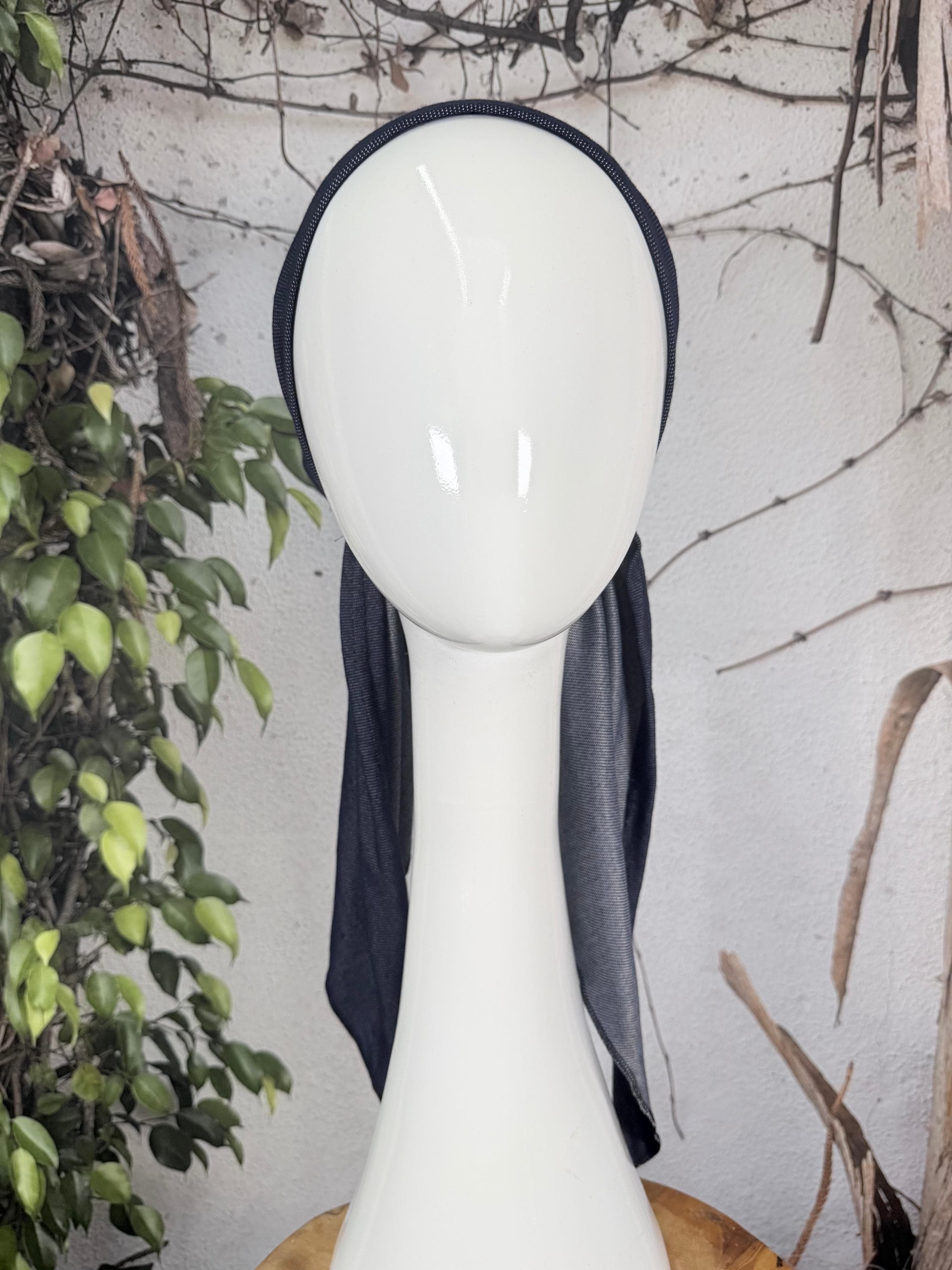 Stretchy Pretied Tichel - Blue Faux Denim-pretieds-The Little Tichel Lady