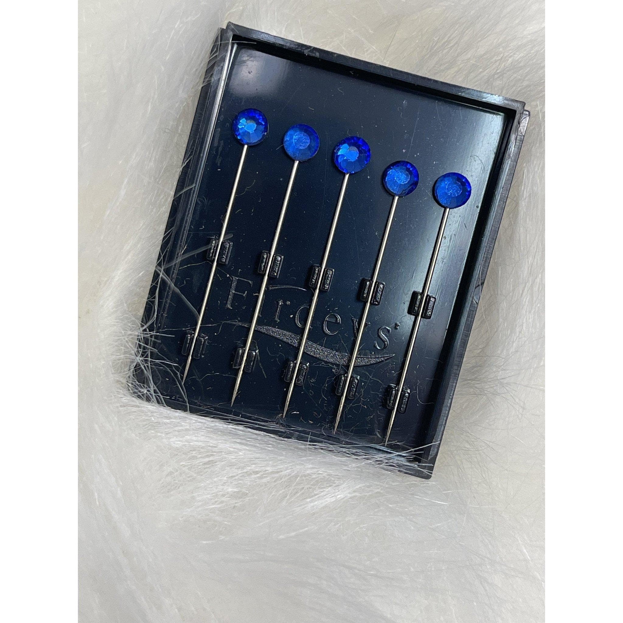 Jewel Headwrap Pins, Cobalt Blue, 5 PC Hijab Pins, Luxury Rhinestone Pins for Women's Head Coverings, Tichel Hair Accessory, 1.5 inch - image 3
