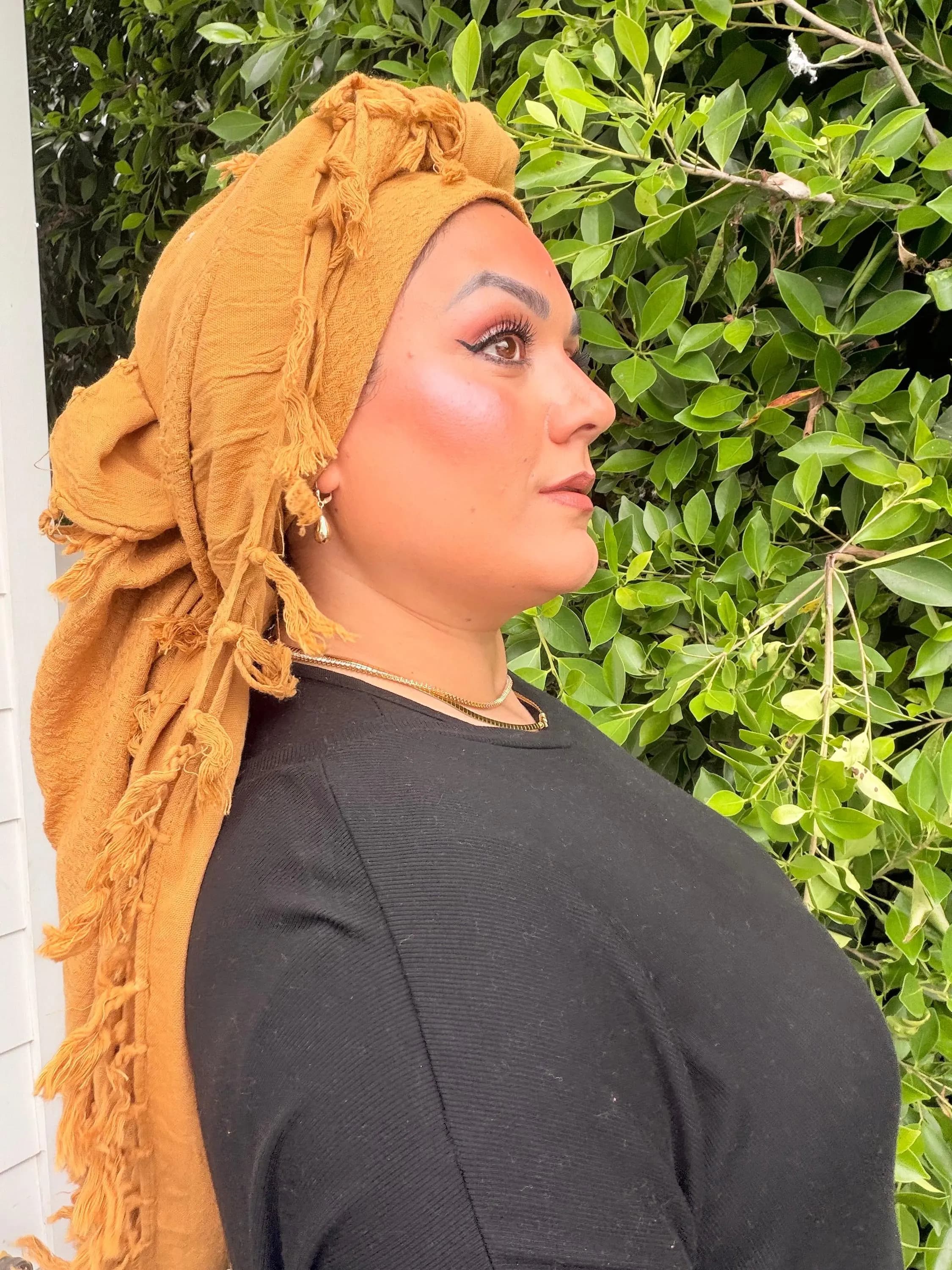 Heritage XL Square Headscarf - Mustard-square-The Little Tichel Lady