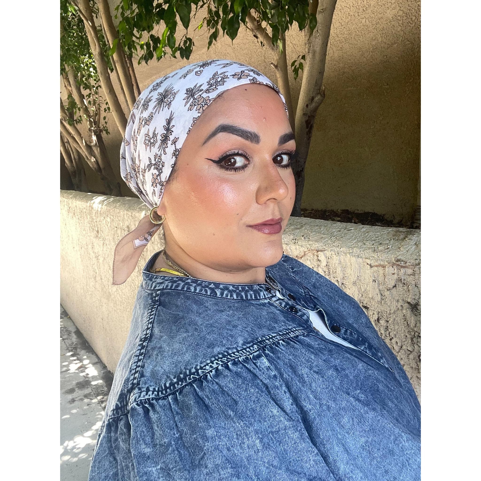 Wildflower Bandana Print Squares - Neutral/White-Squares-The Little Tichel Lady