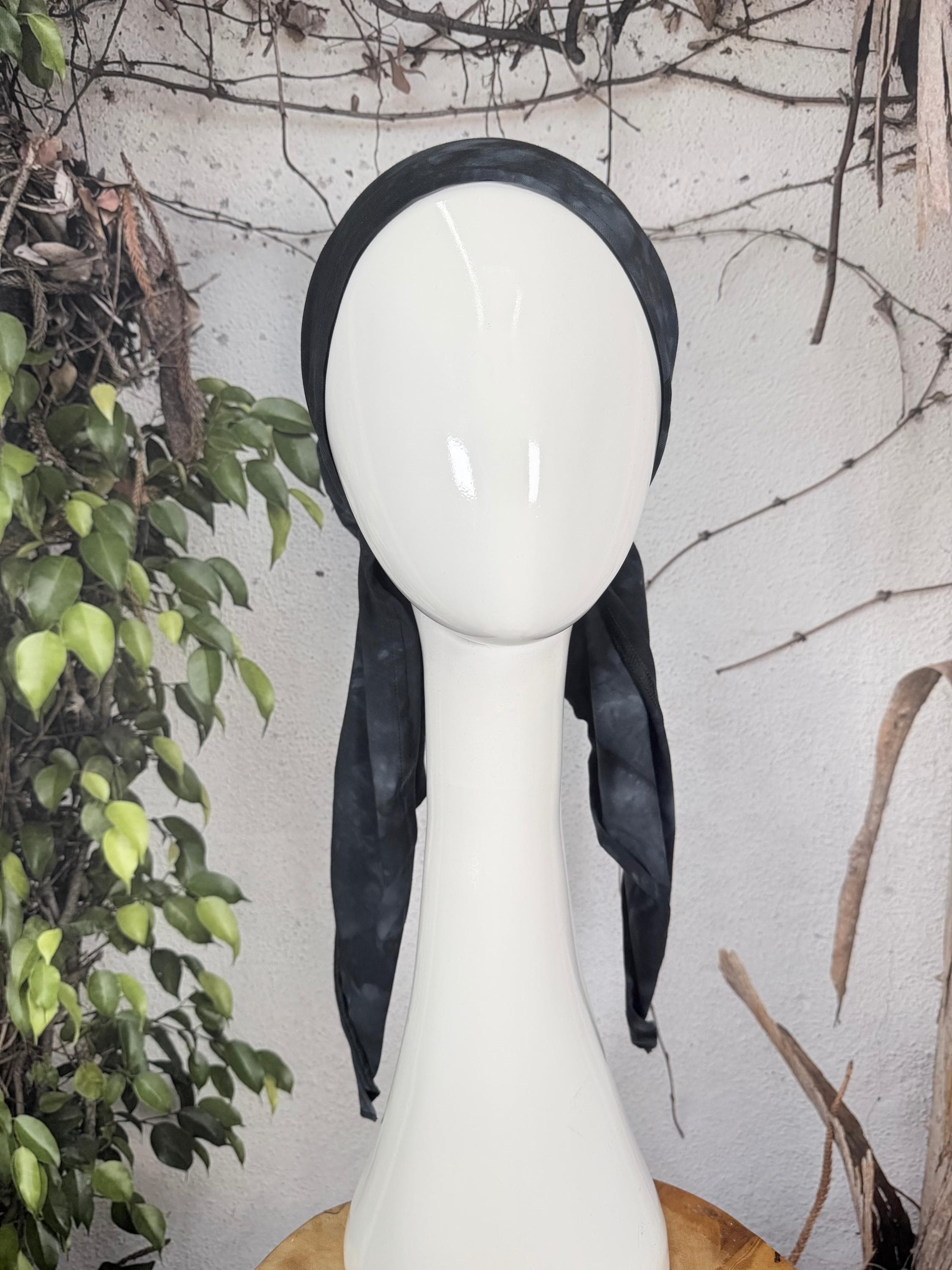 Stretchy Pretied Tichel - Black Tie Dye-pretieds-The Little Tichel Lady