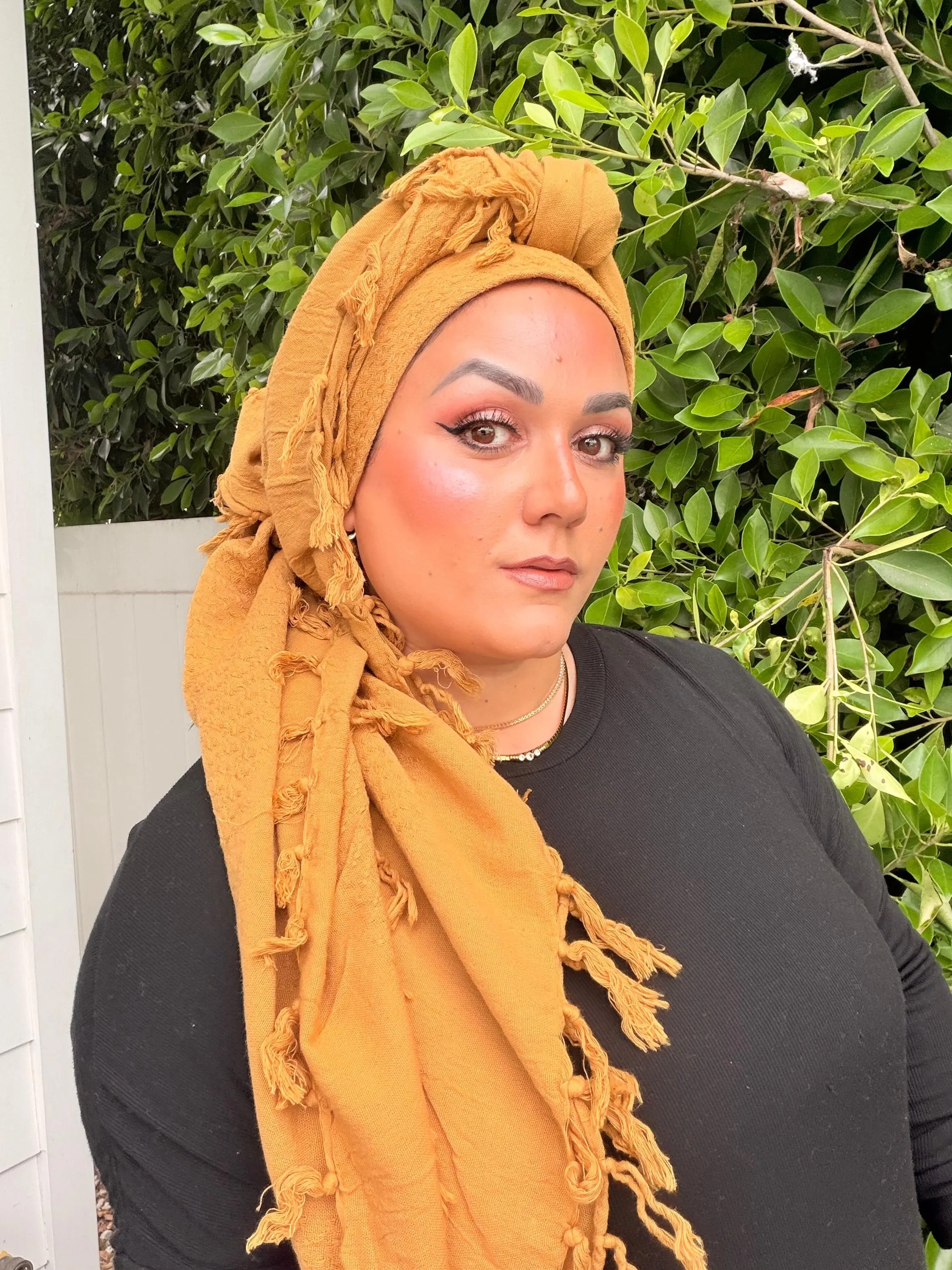 Heritage XL Square Headscarf - Mustard-square-The Little Tichel Lady
