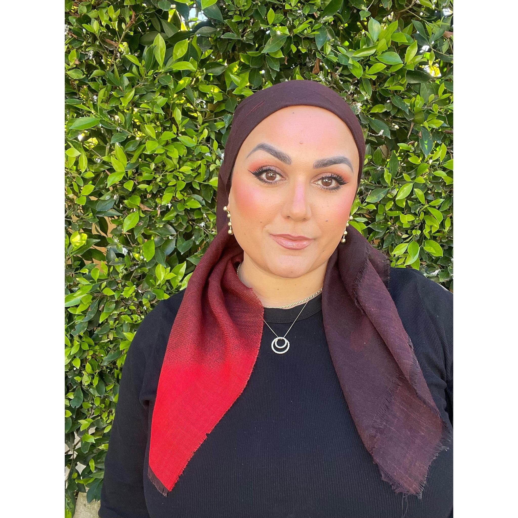 Ombre Cotton Square Head Scarf for Women, Wine/Cherry, 36” Bandana Head Covering, Chemo Headwear, Little Tichel Lady