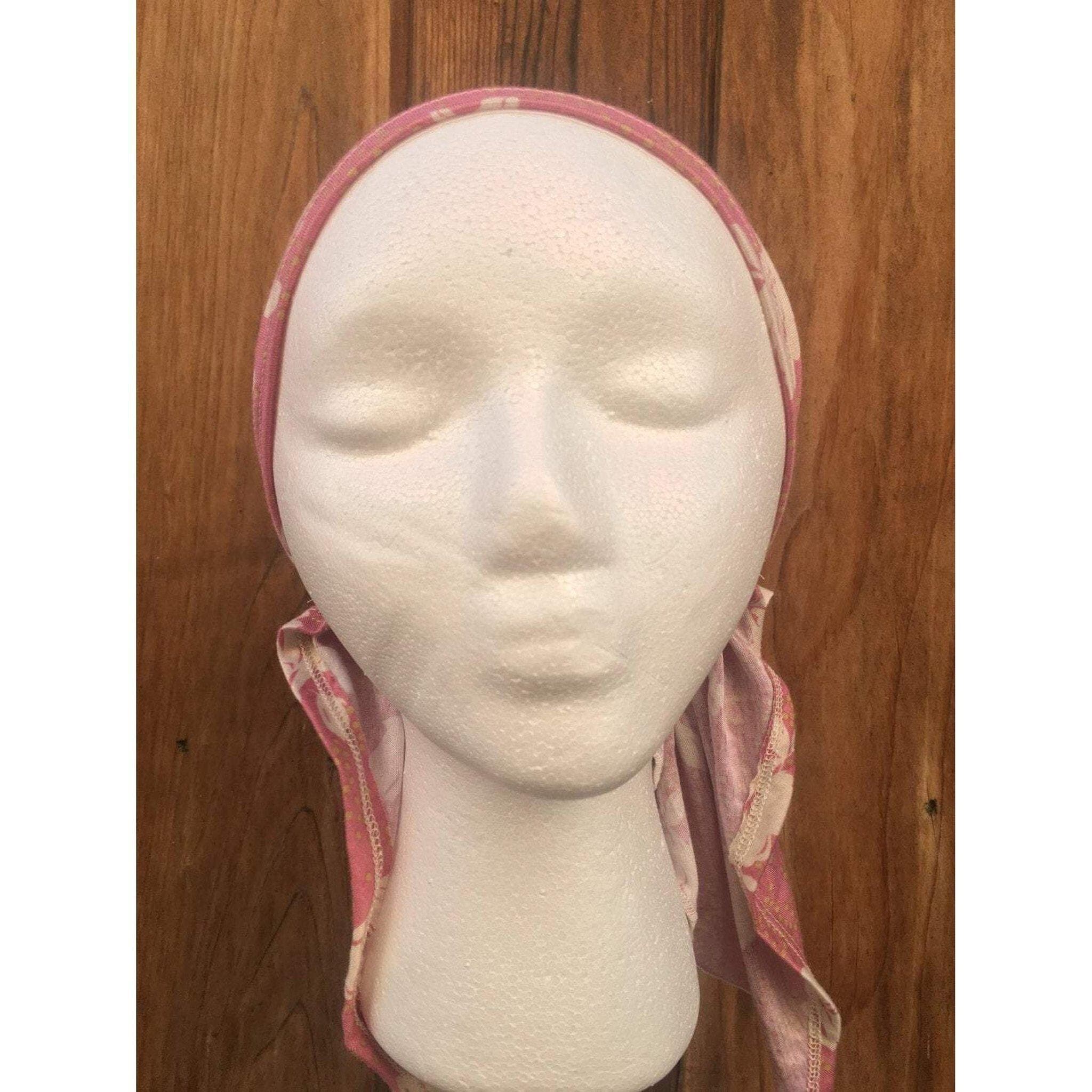 Pre Tied Tichel Headscarf, Pink Floral Slip On Turban, Chemo Hat Cap Beanie, Head Cover for Women, Housewear, Cancer Gifts, Hair Accessory - image 3