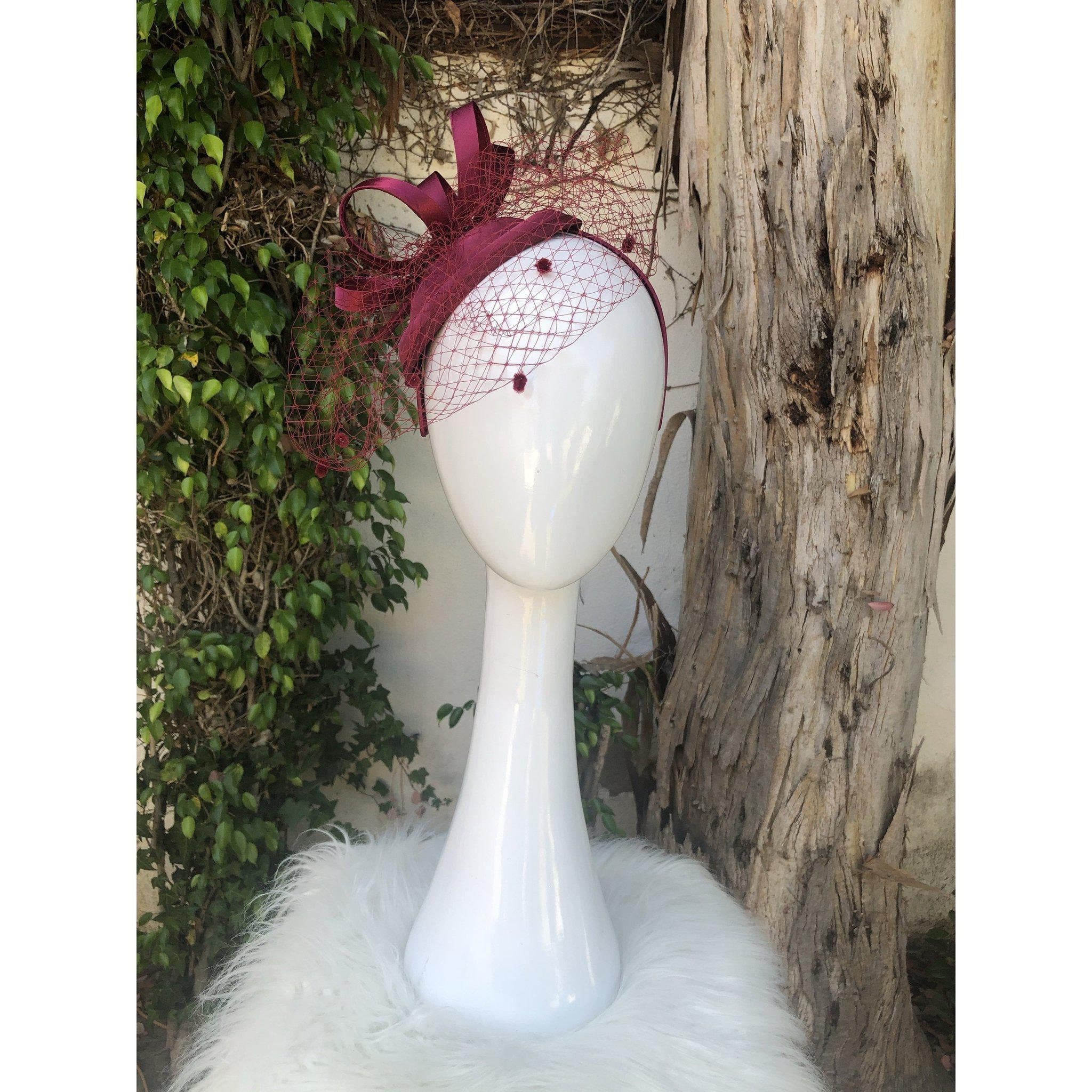 Fascinator w/ Detailed Netting Navy/Burgundy Women Girls Headpiece Hair Accessories Cocktail Tea Party Wedding Prom Performance - image 4