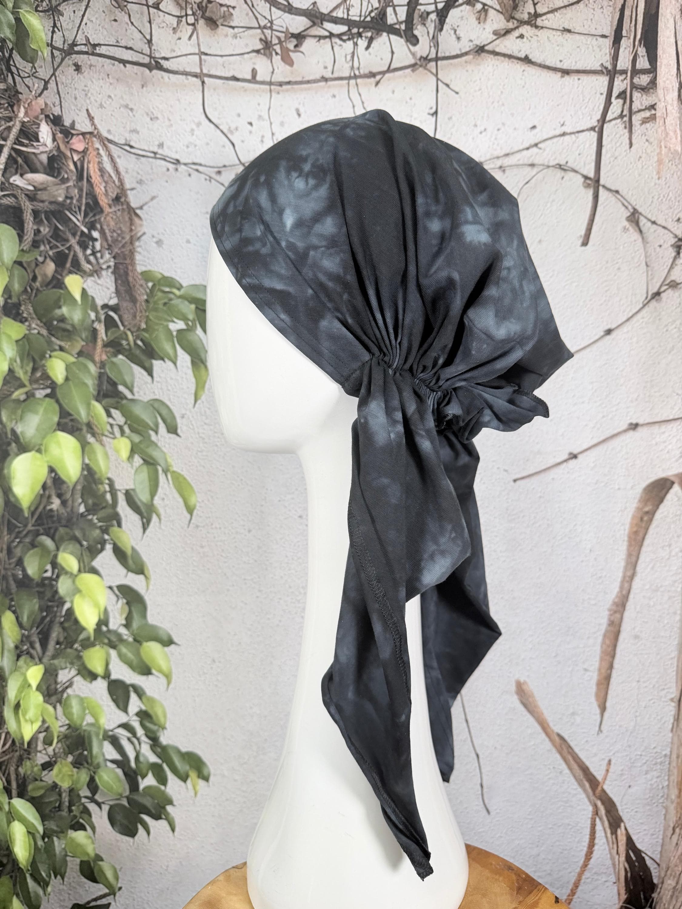 Stretchy Pretied Tichel - Black Tie Dye-pretieds-The Little Tichel Lady