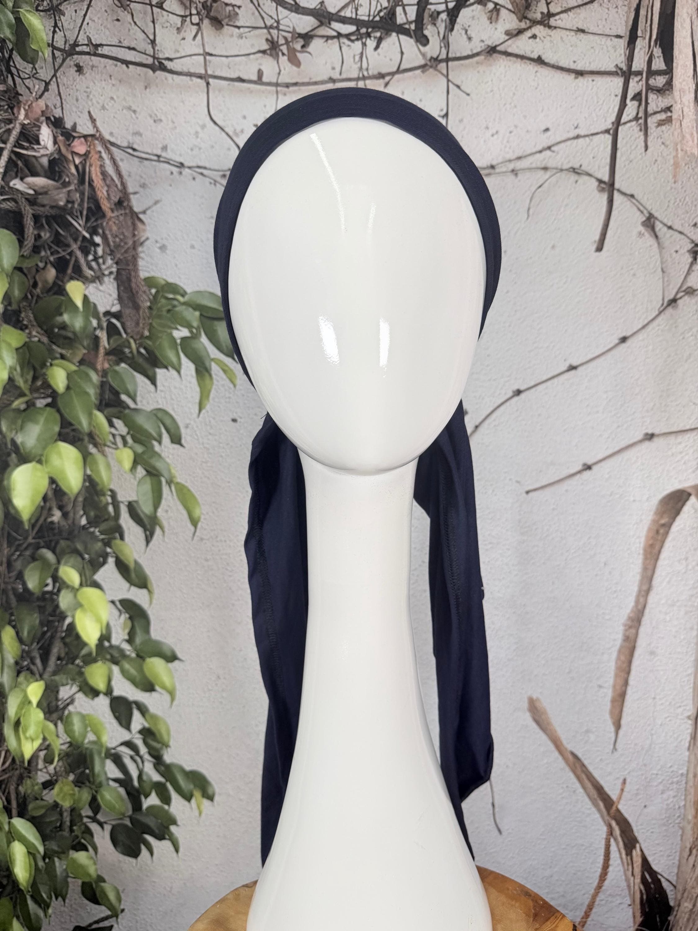 Stretchy Pretied Tichel - Navy Solid-pretieds-The Little Tichel Lady