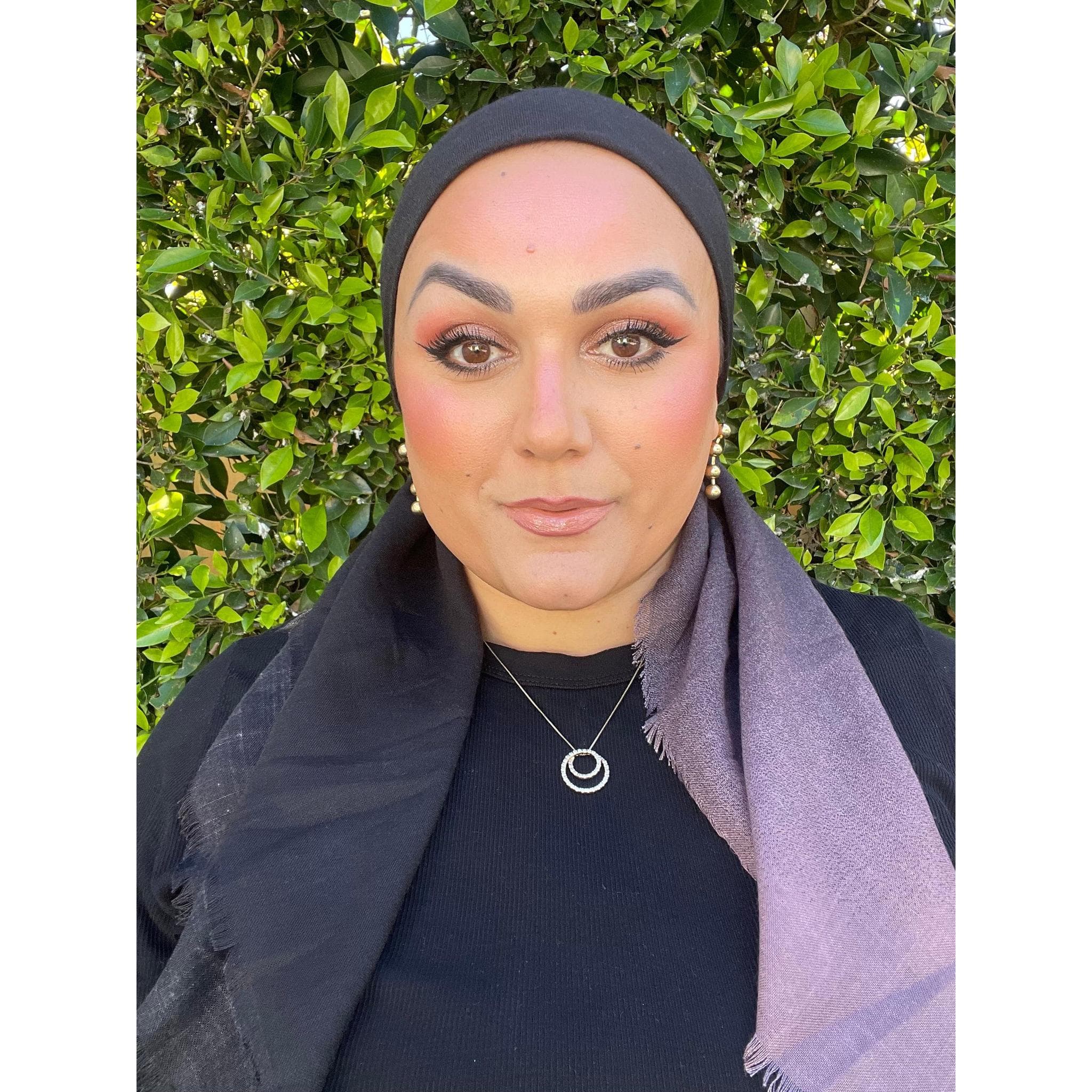 Ombre Cotton Square Head Scarf for Women, Mauve/Black, 36” Bandana Head Covering, Chemo Headwear, Little Tichel Lady