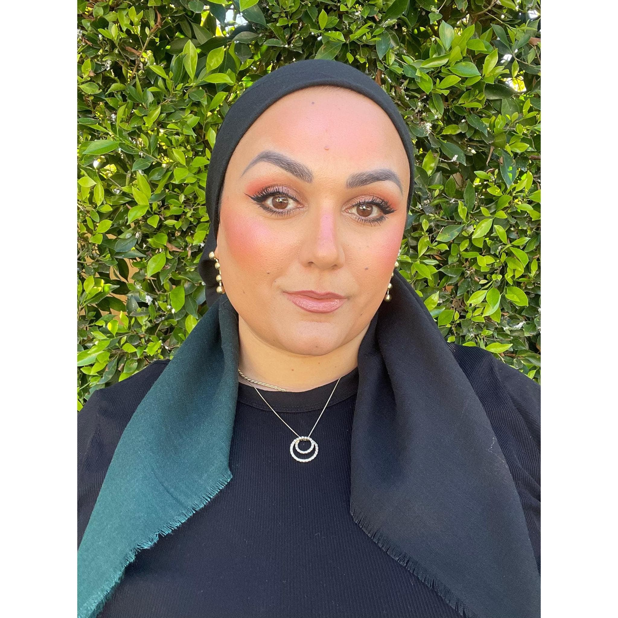 Ombre Cotton Square Head Scarf for Women, Green/Black, 36” Bandana Head Covering, Chemo Headwear, Little Tichel Lady