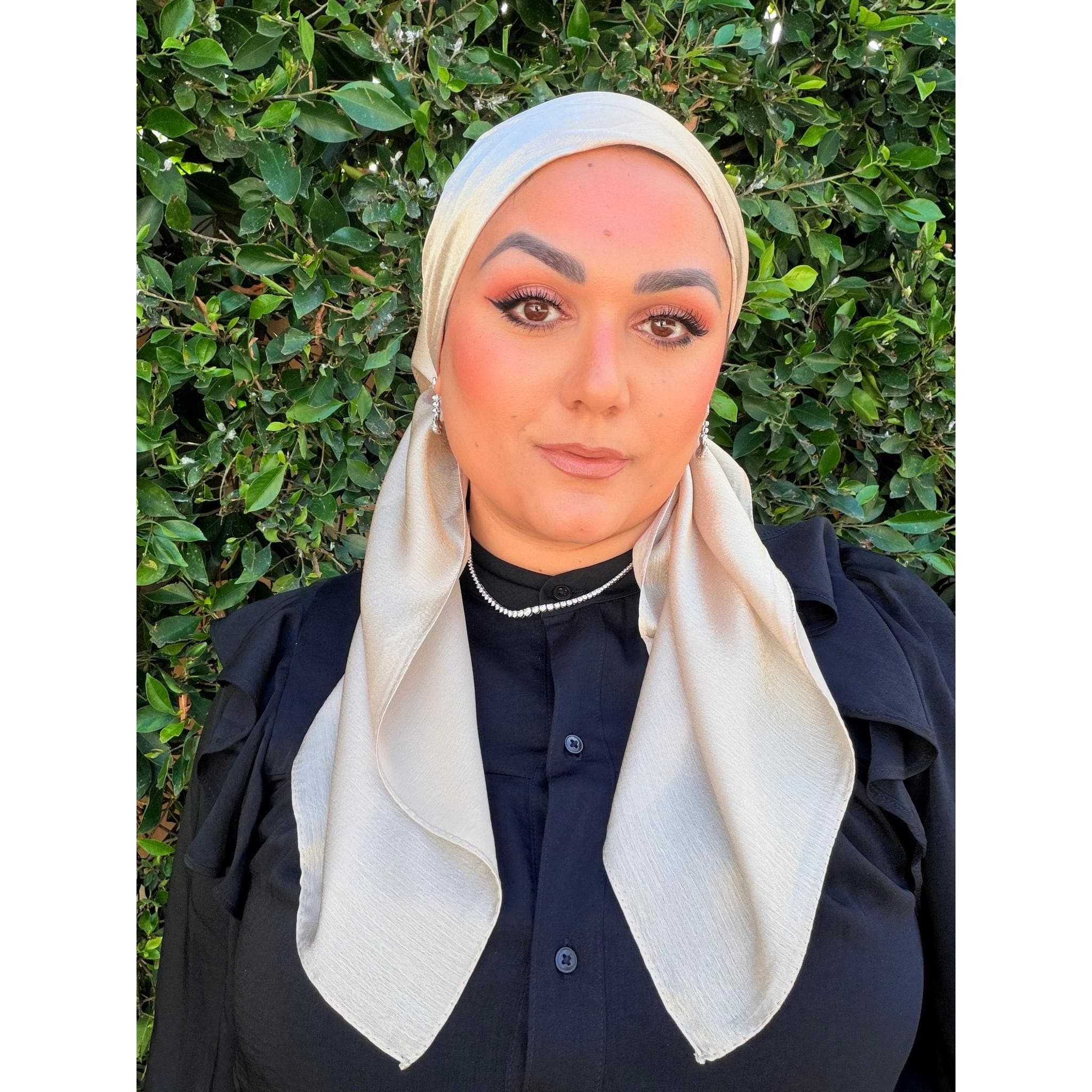 Luster Luxe Square Scarf for Women, Golden Glow, 37' Soft Shiny Chic Bandana Headcovering, Chemo Headwear, Hijab, Tichel Lady