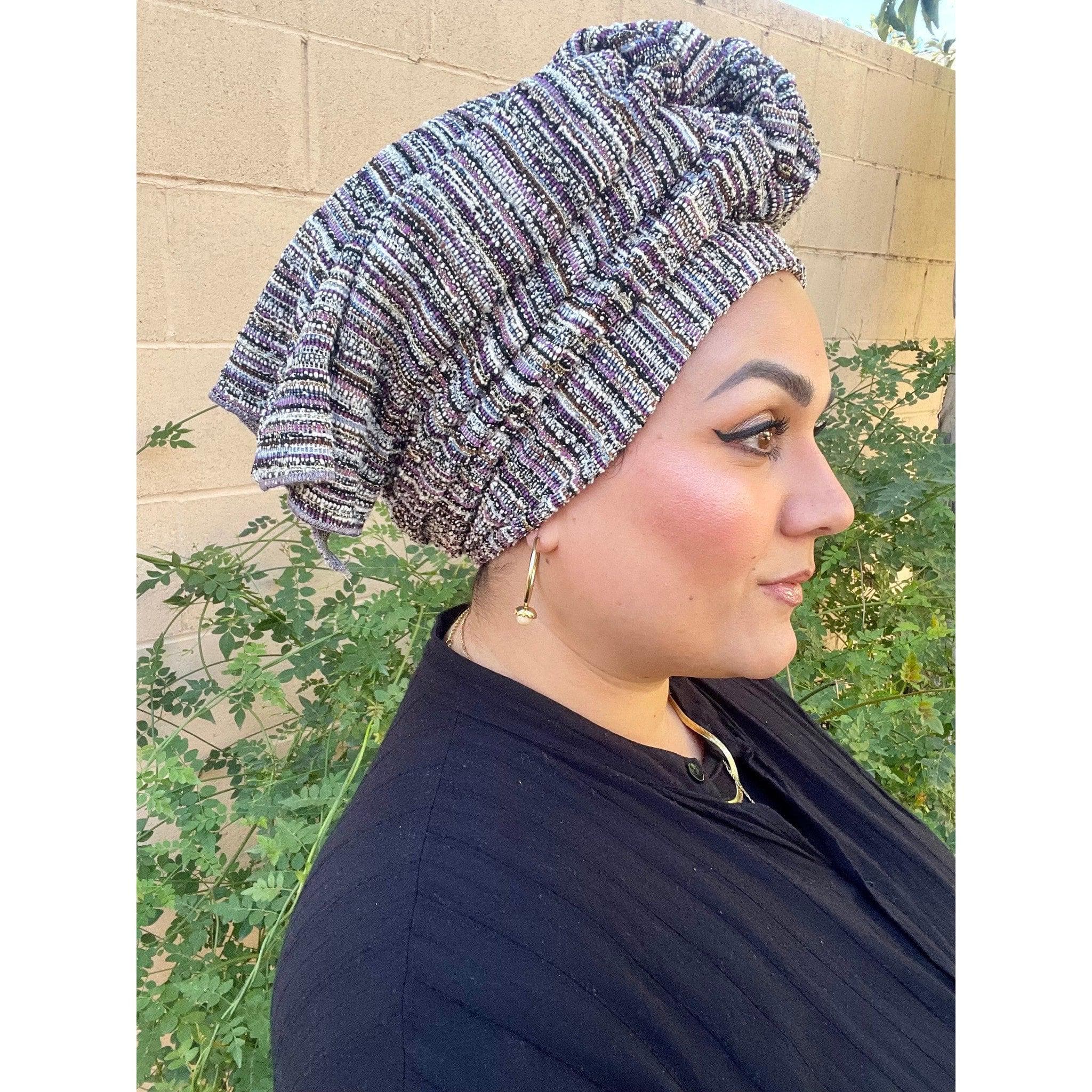 Voluminous Stretchy Headwrap - Purple-Long Wrap-The Little Tichel Lady