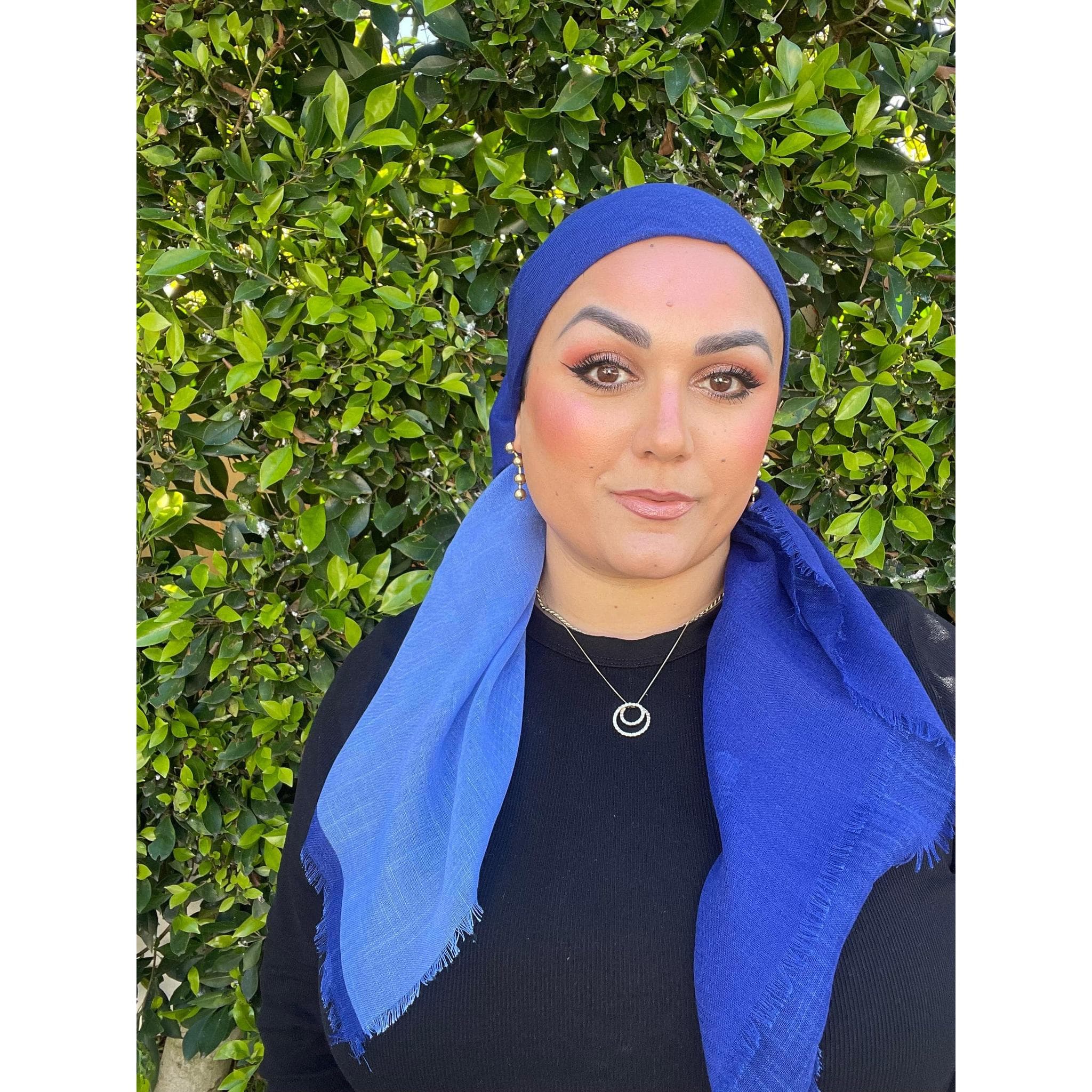 Ombre Cotton Square Head Scarf for Women, Blue, 36” Bandana Head Covering, Chemo Headwear, Little Tichel Lady