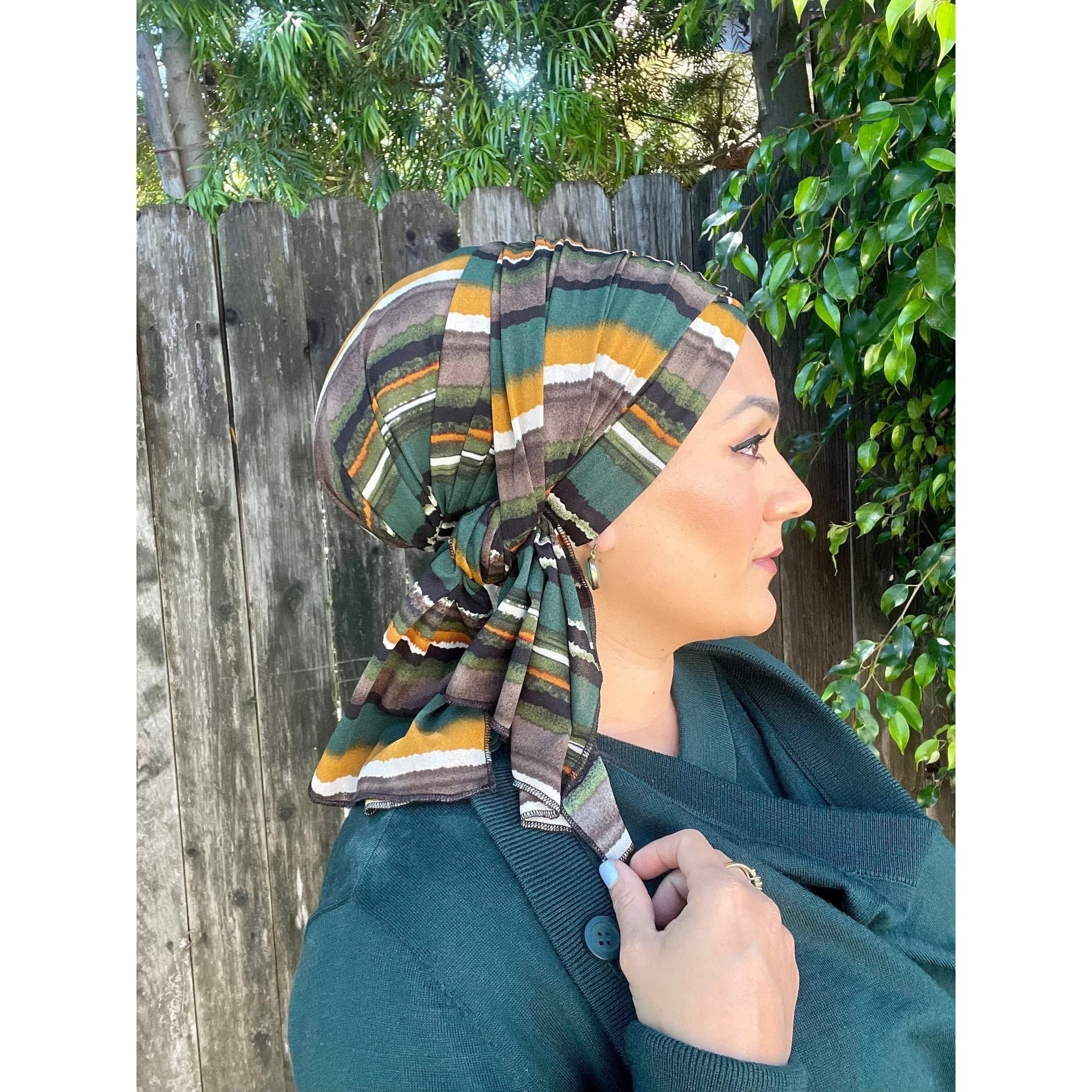 Striped Delight Headwrap - Green/Neutral Blend - image 4