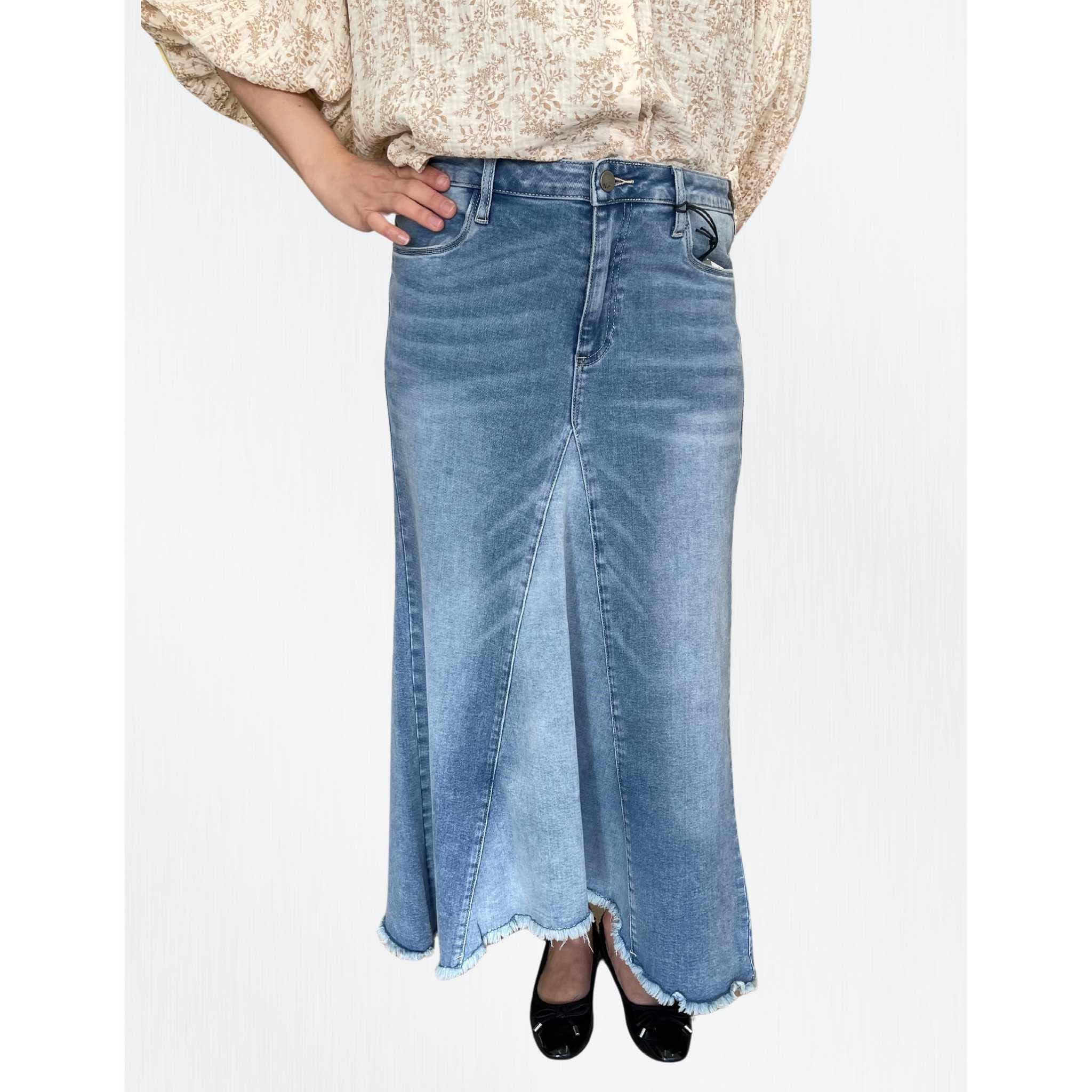Classic Denim Midi Skirt - Blue-skirt-The Little Tichel Lady