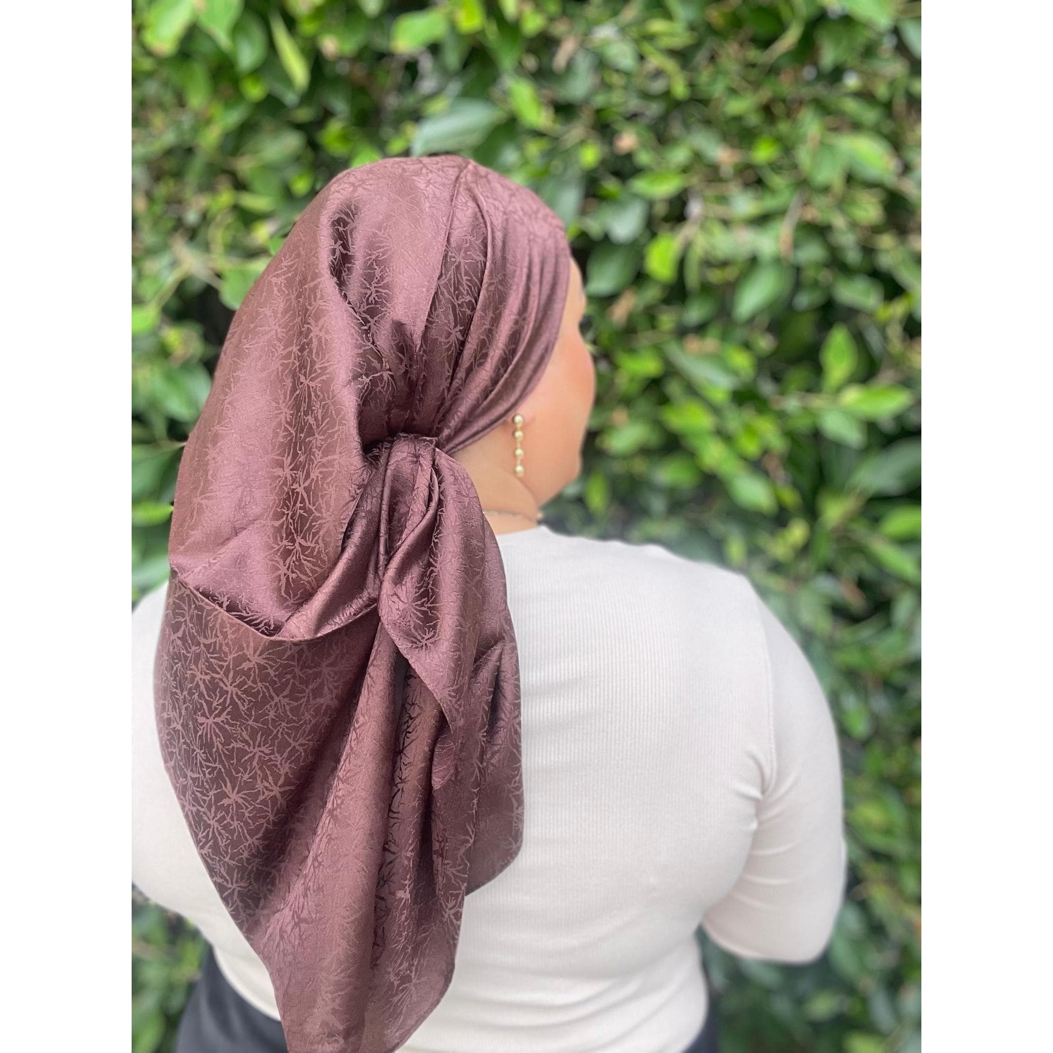 Starlit Satin Square Headscarf - Chocolate Brown-Squares-The Little Tichel Lady