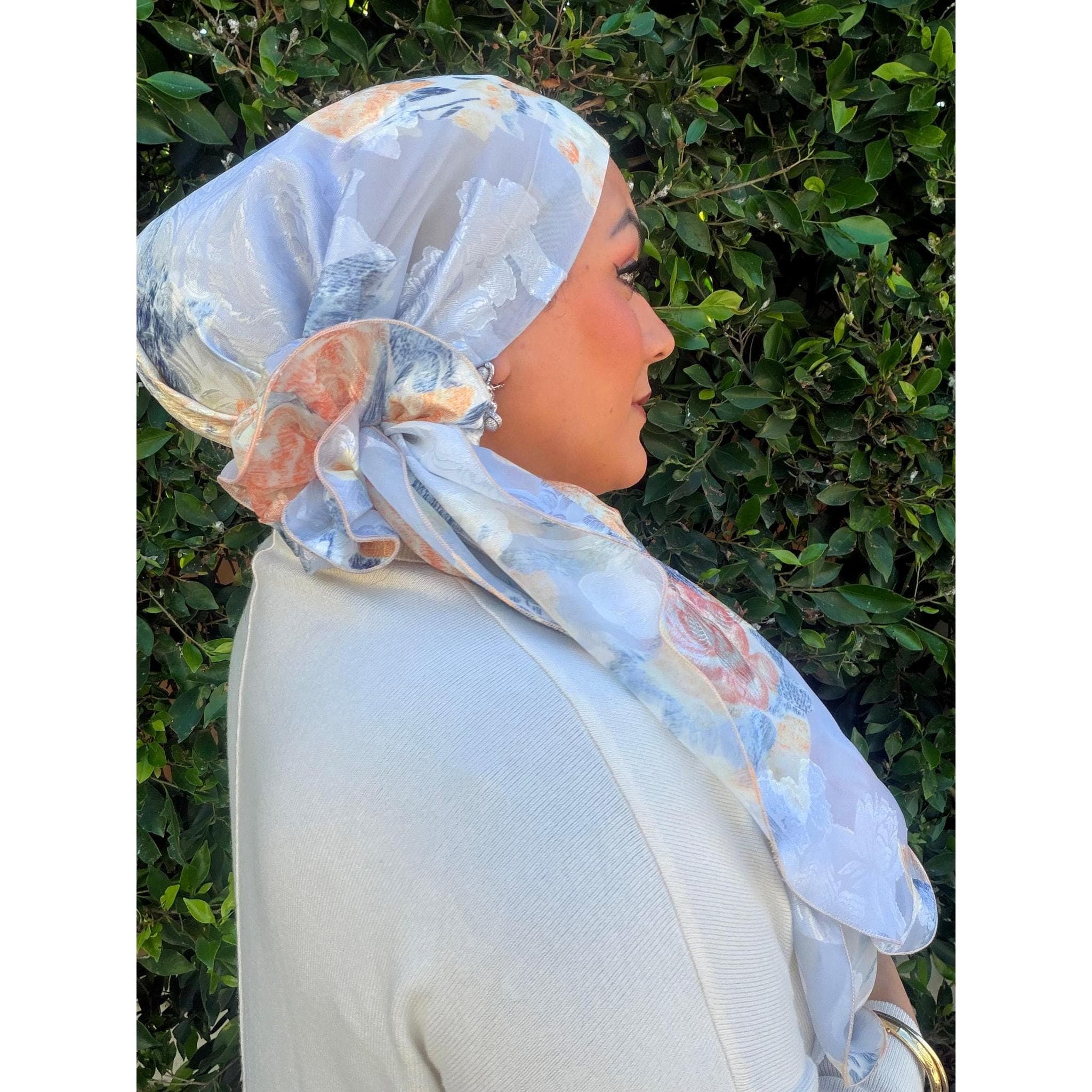 Rinati Lakel - Yom Yom, Calm Blue Floral-Specialty Items-The Little Tichel Lady