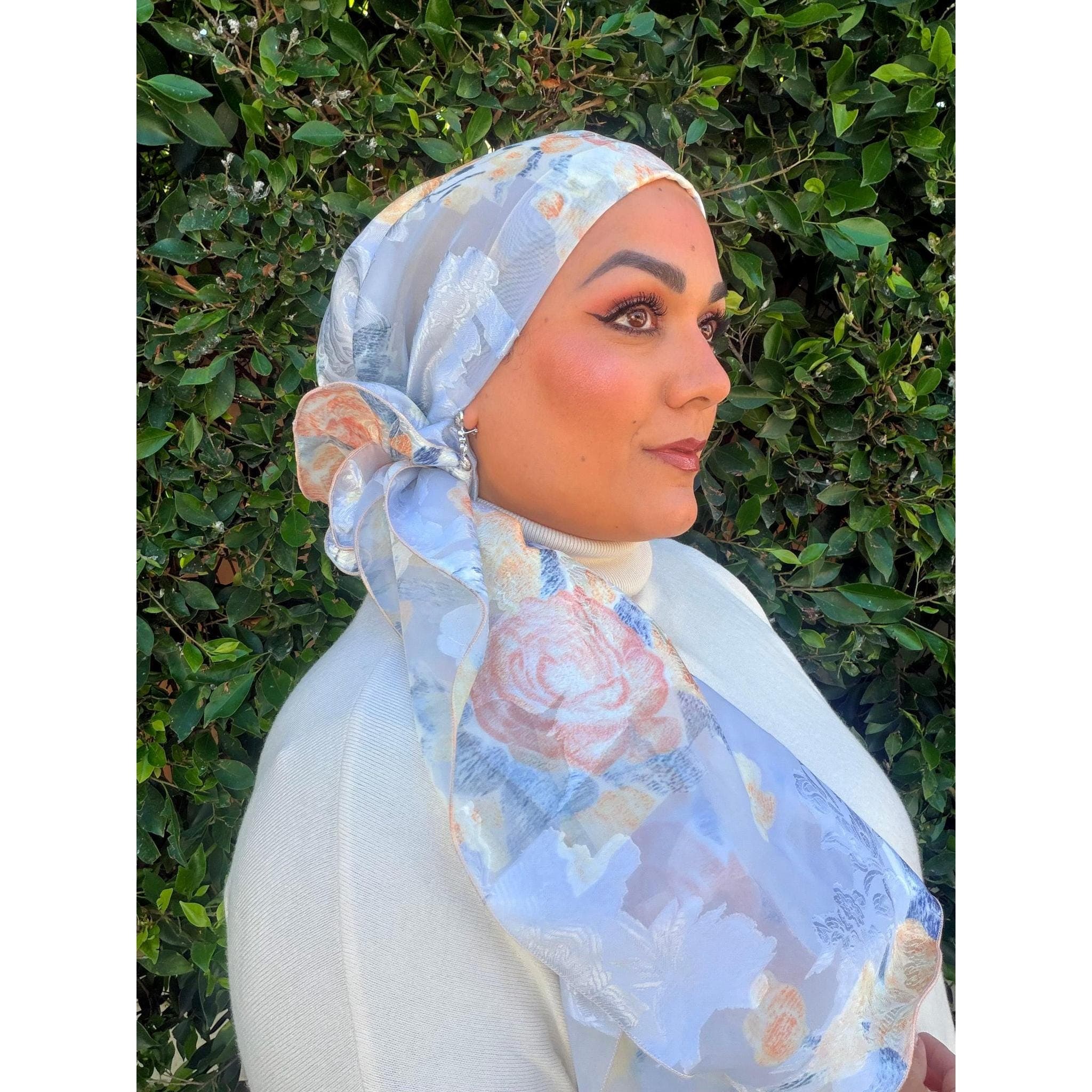 Rinati Lakel - Yom Yom, Calm Blue Floral-Specialty Items-The Little Tichel Lady