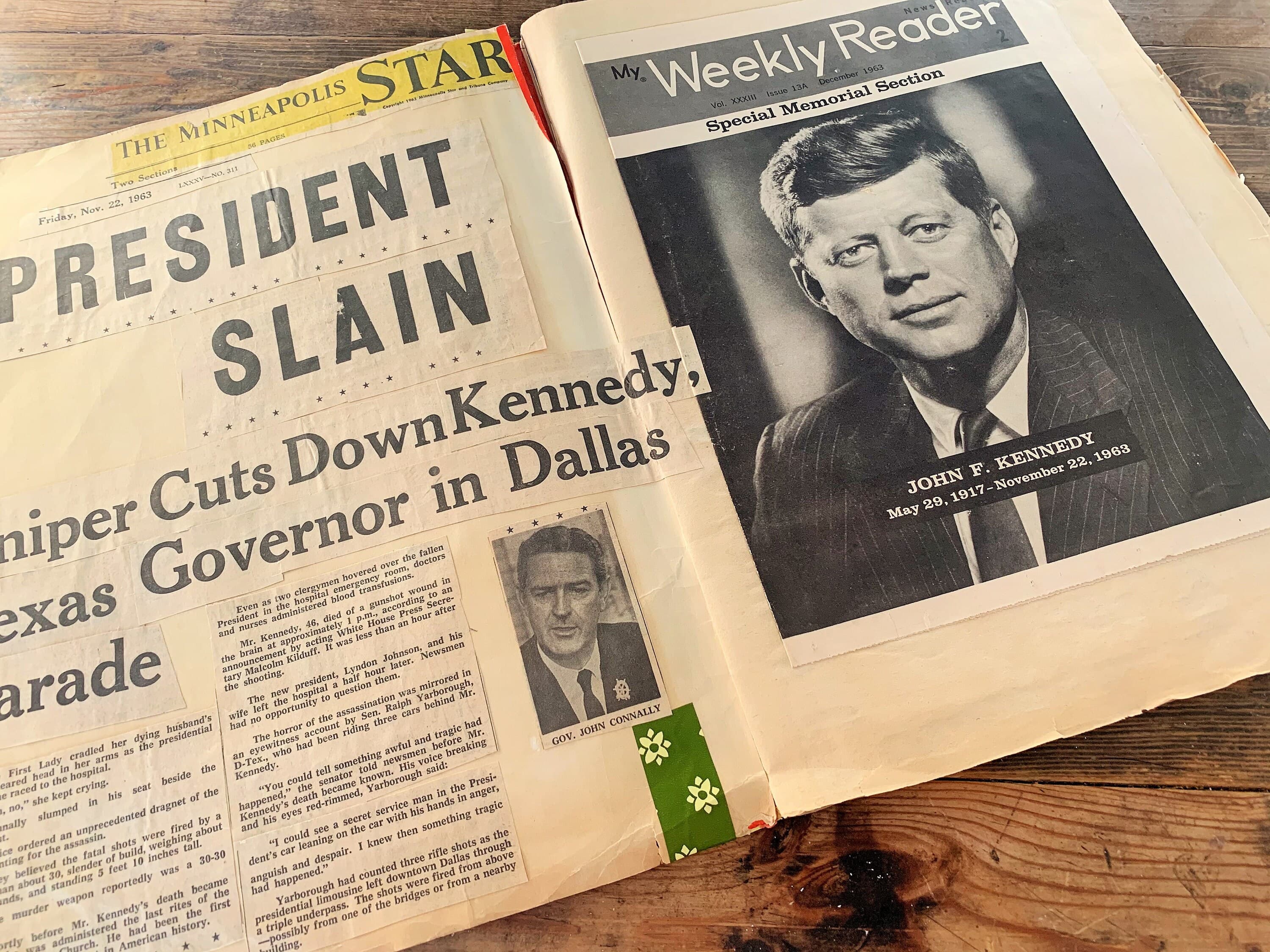 Vintage Scrapbook Featuring JFK/Moon Walk/1960's Scrapbook/Newspaper Clippings of John F. Kennedy/Moon Walk Newspaper Clippings - image 3