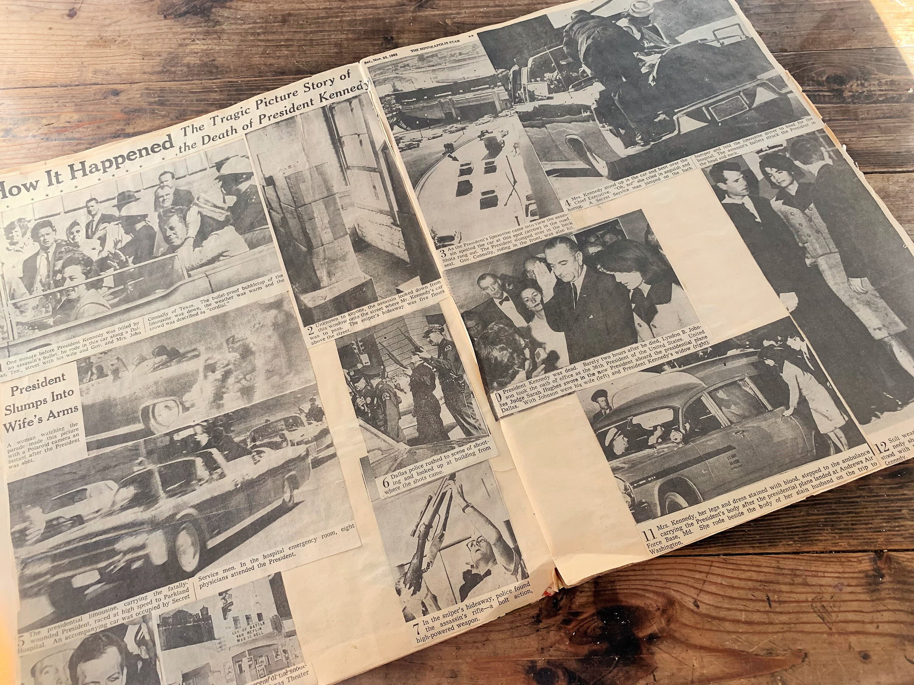 Vintage Scrapbook Featuring JFK/Moon Walk/1960's Scrapbook/Newspaper Clippings of John F. Kennedy/Moon Walk Newspaper Clippings - image 4