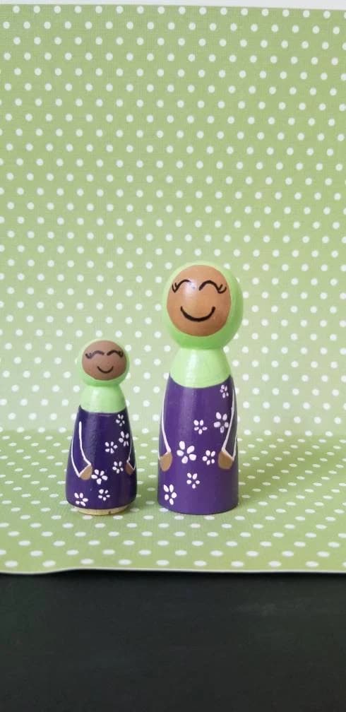 Mommy and Me Peg Doll Muslim Peg doll Muslim Hijab Islamic Toy - image 3