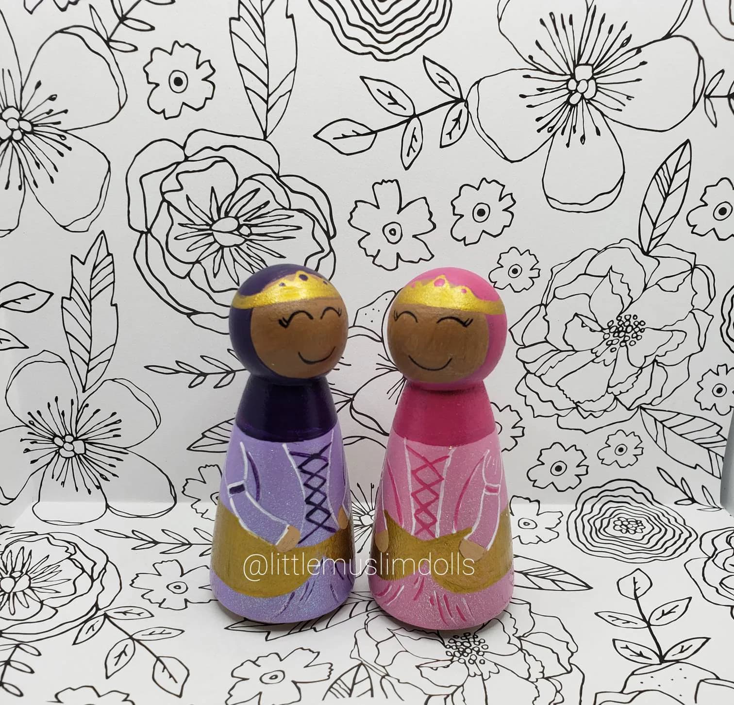 Muslim Princess Peg Doll/Princess Wood Doll/Muslim Queen/Hijab Sparkle/Wood Doll/Islamic Doll/Muslim Barbie Princess/Montessori Waldorf Doll