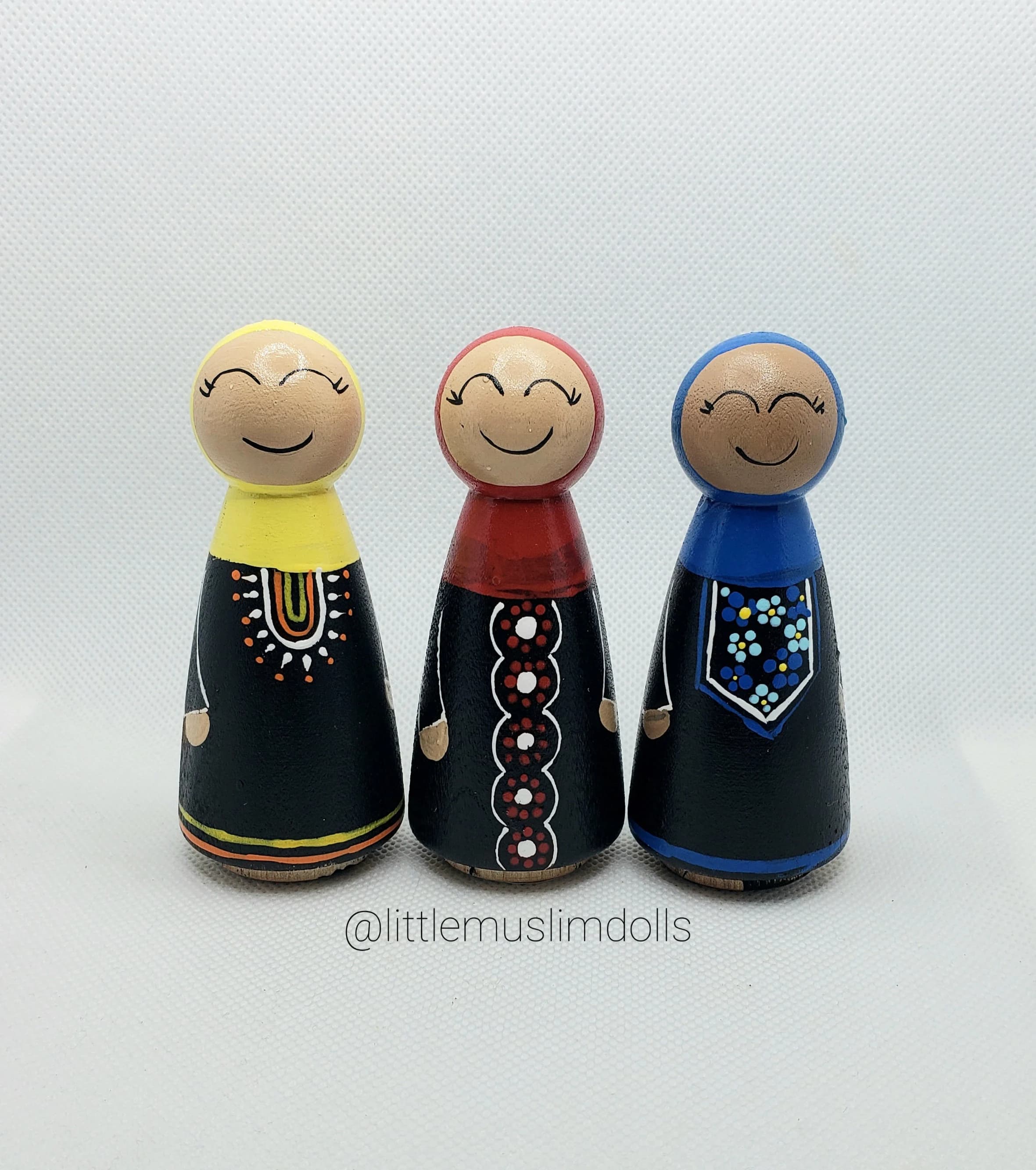 Muslim Peg Doll Wedding Cake Topper Islamic Arabic Hijab Couple Primary Colors Muslimah Niqab